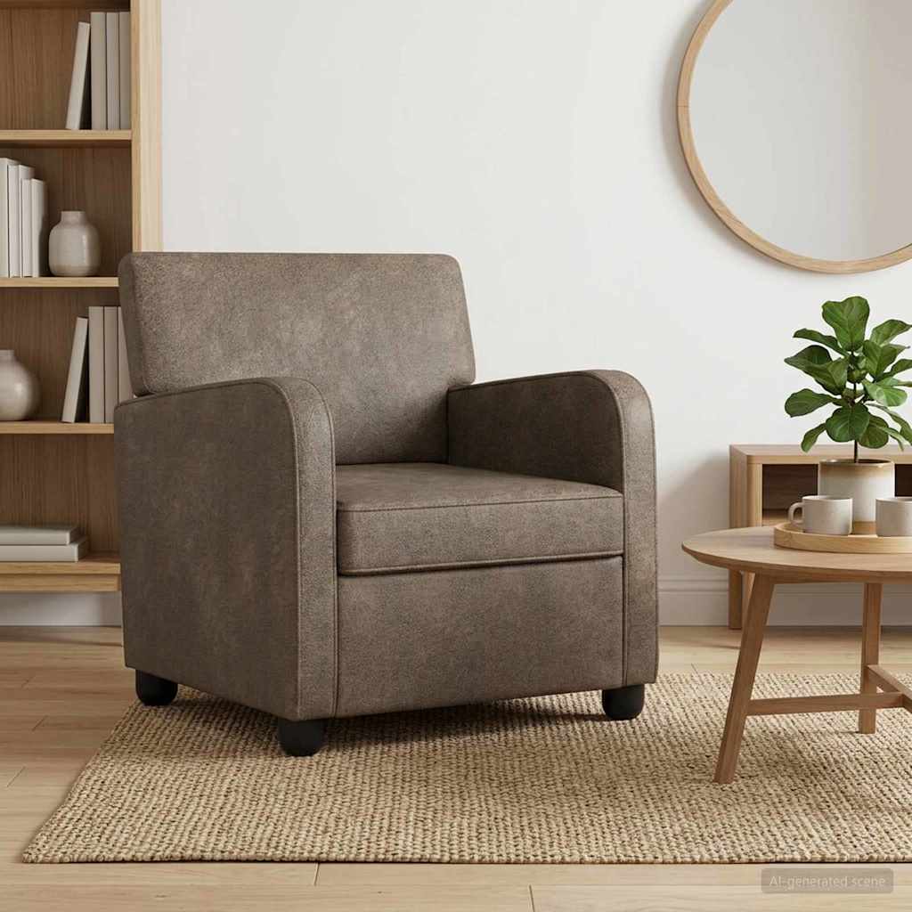 Lænestol Mørkegrå Faux Suede Læder