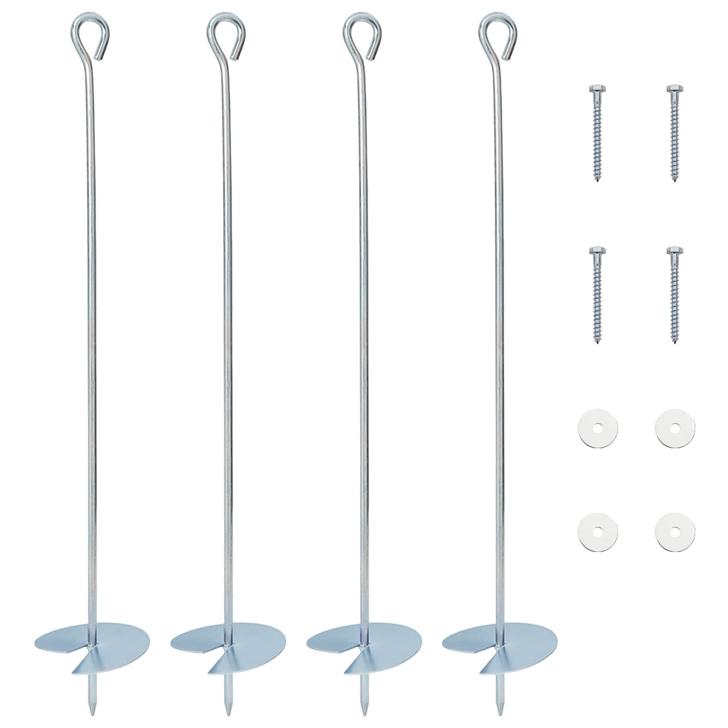 Jordanker 4 pcs Sølv Ø10 x 60 cm Galvaniseret metal