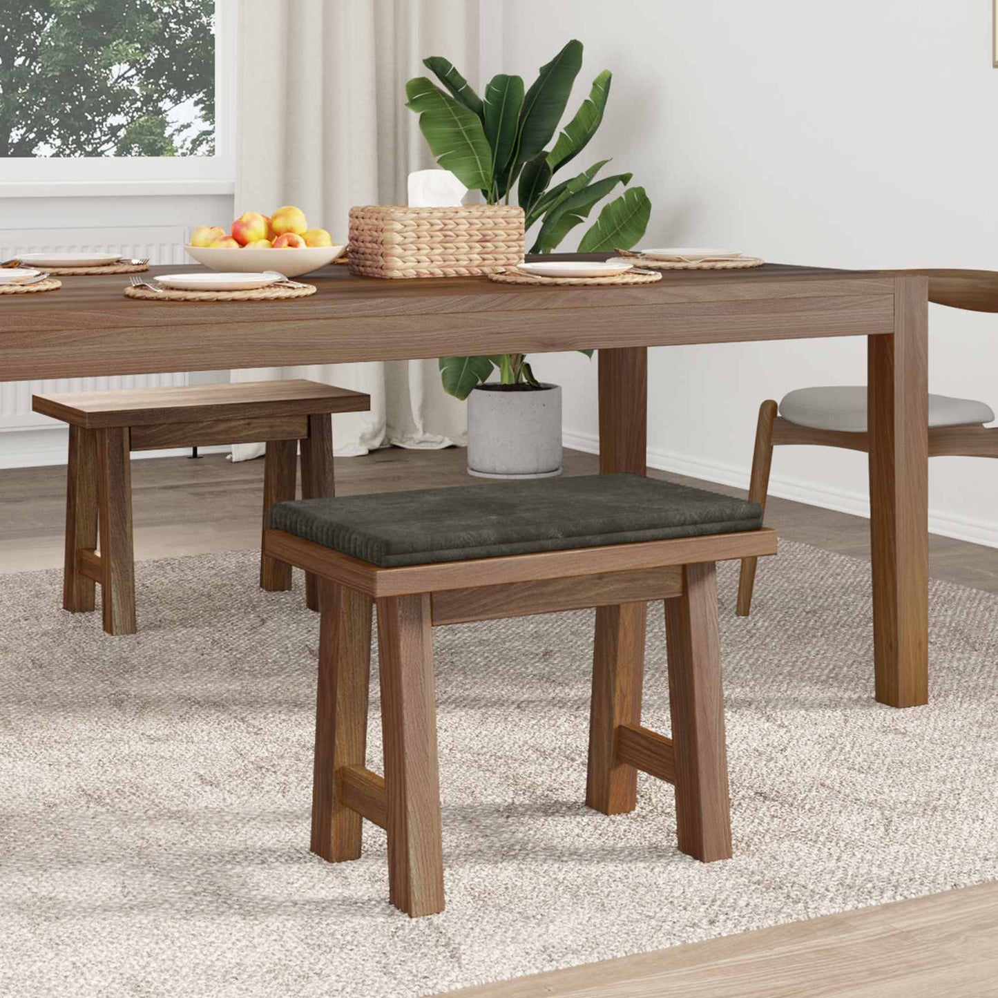 Bænkpude Plush Corduroy Antracit Dybde 35 cm