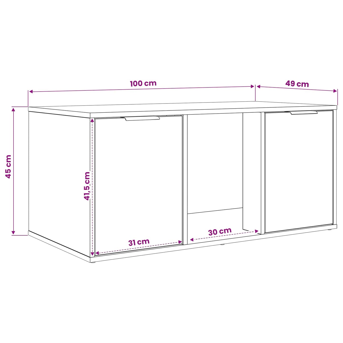 Kattebur møbel Sonoma-eg 100 x 49 x 45 cm Konstrueret træ