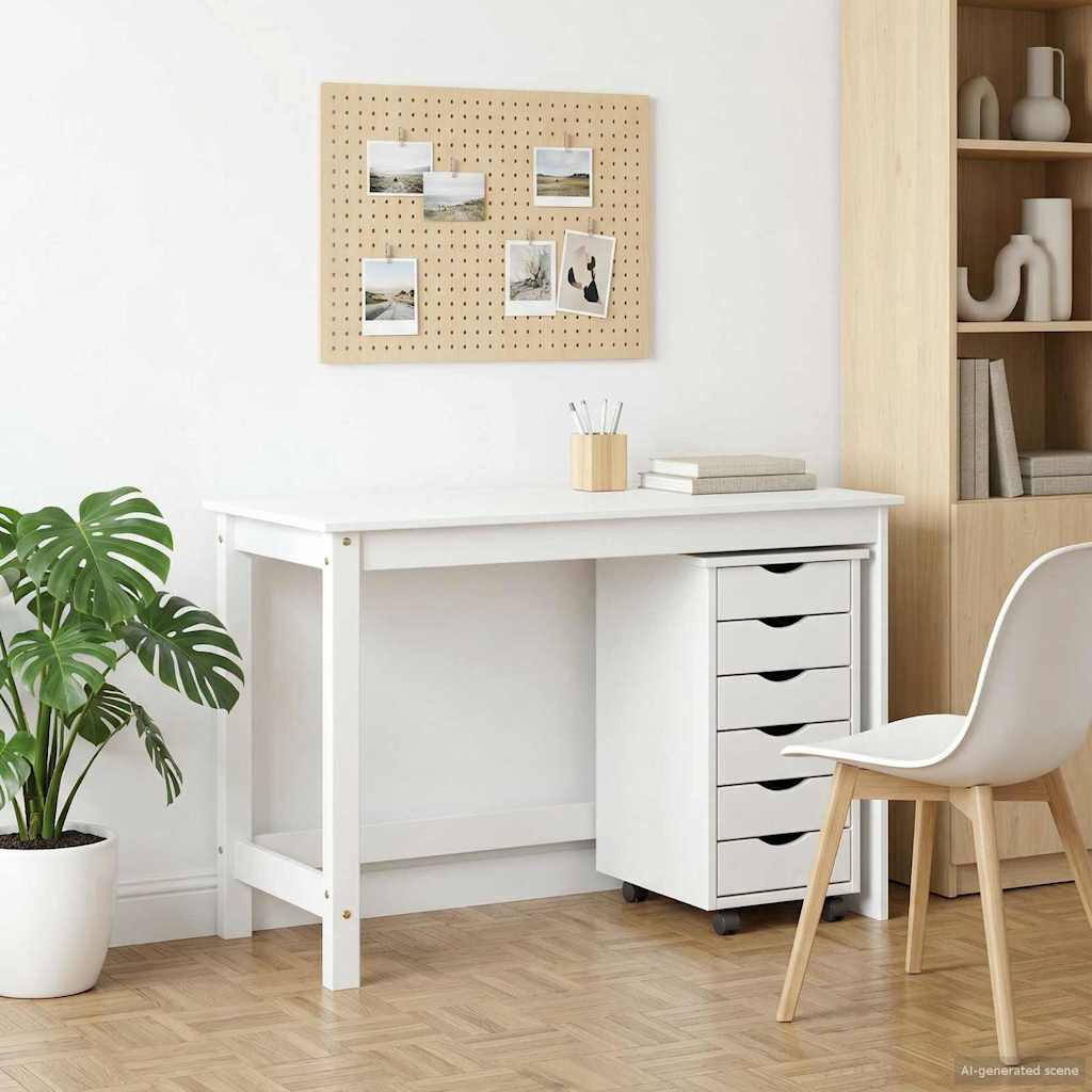 Skrivebord og rullevognsæt MOSS 2 pcs Hvid
