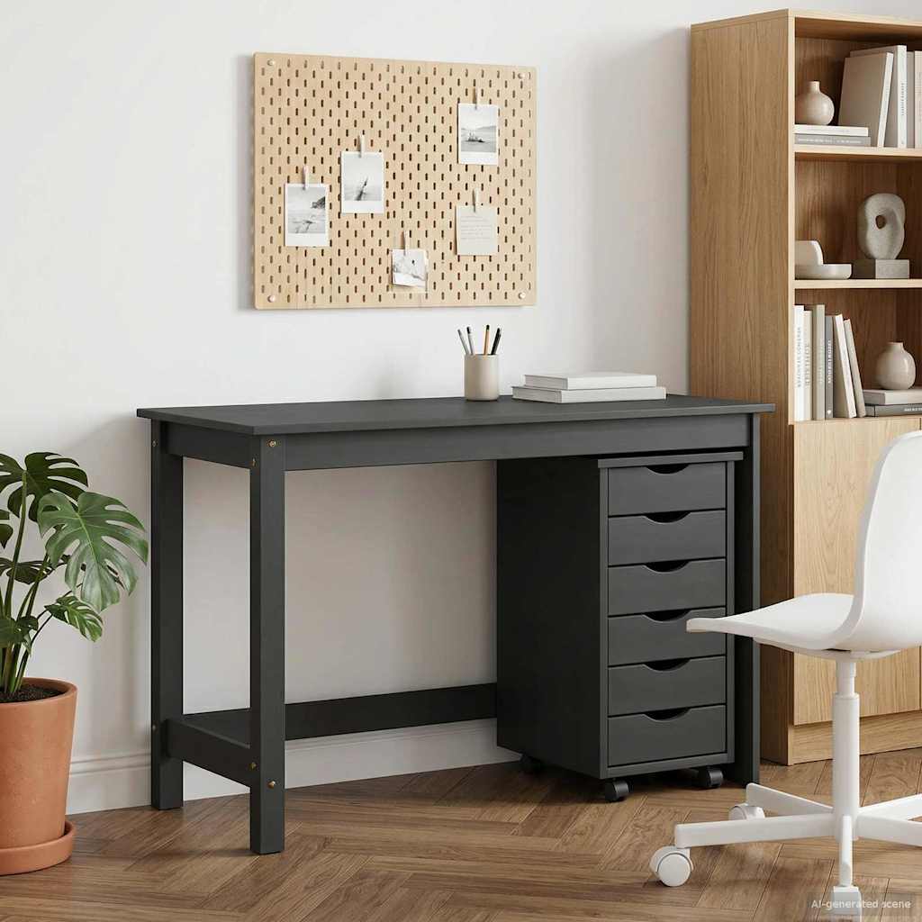Skrivebord og rullevognsæt MOSS 2 pcs Grå