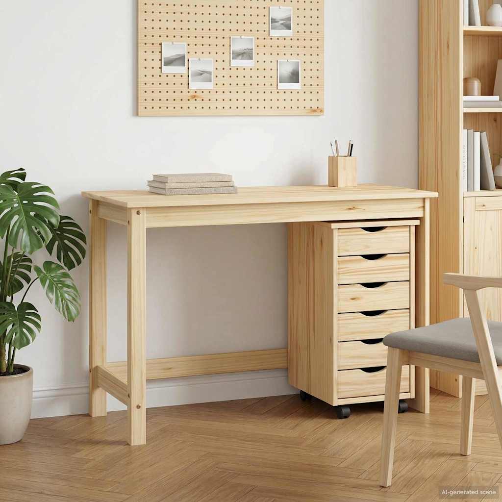 Skrivebord og rullevognsæt MOSS 2 pcs Brun