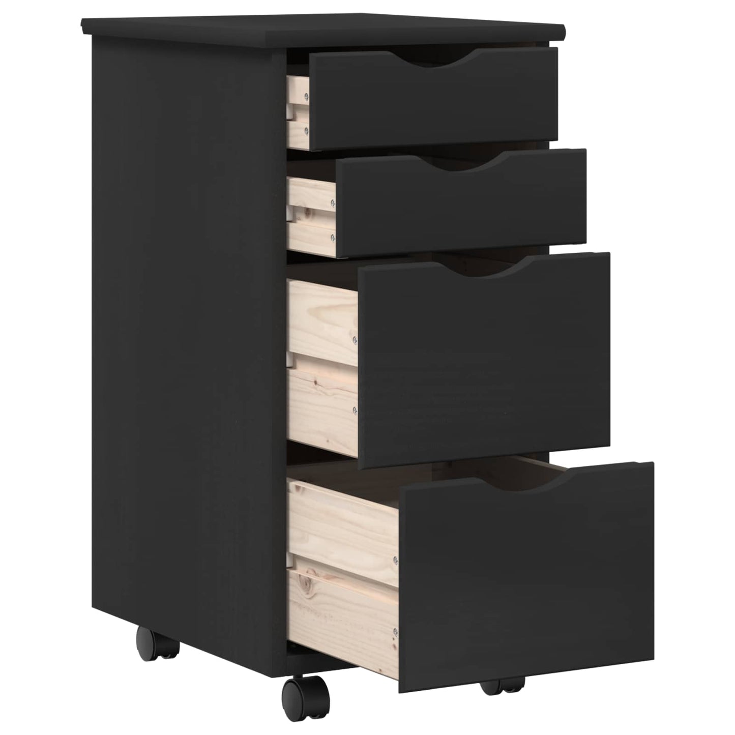 Skrivebord og rullevognsæt MOSS 2 pcs Sort