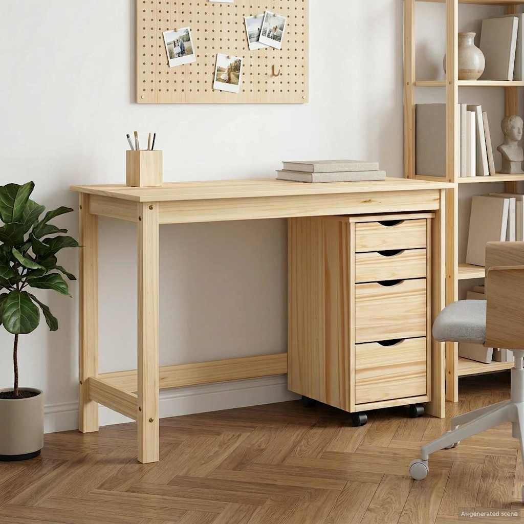 Skrivebord og rullevognsæt MOSS 2 pcs Brun