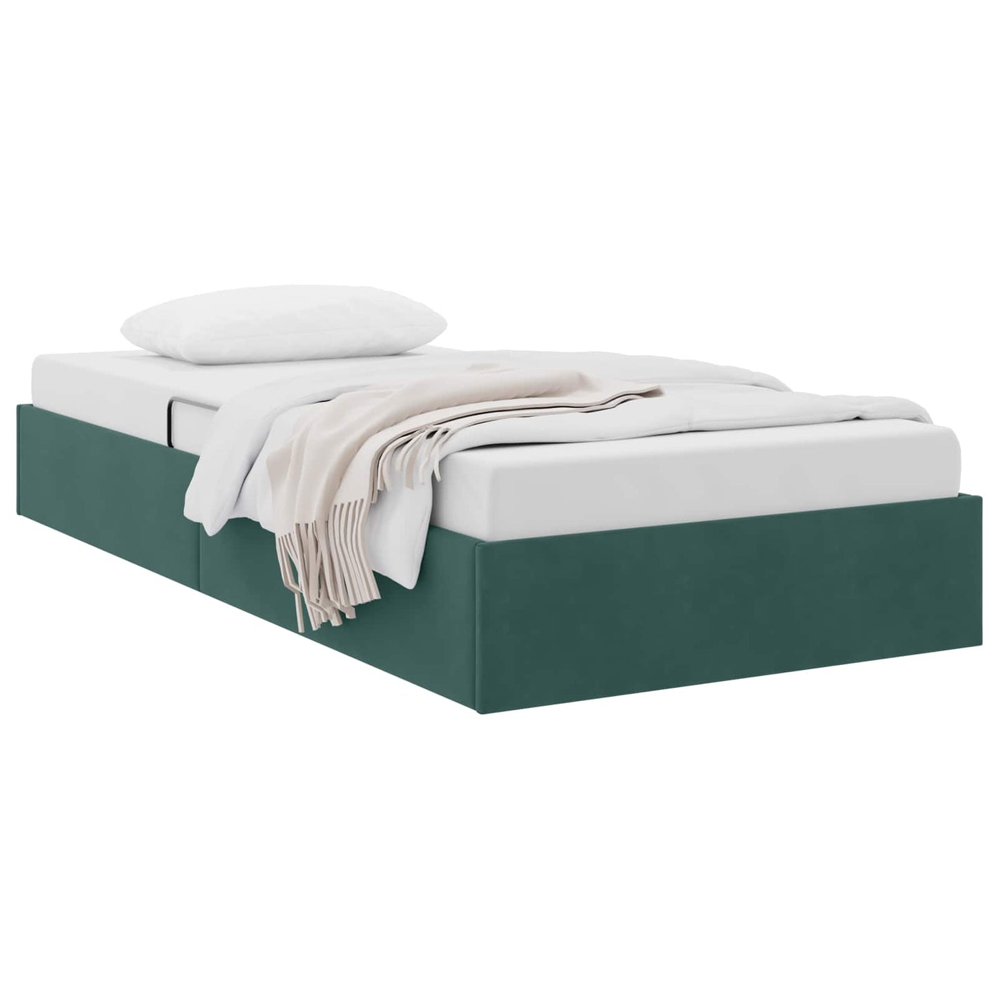 Ottoman Sengestel med opbevaring Mørkegrøn 90 x 190 cm Fløjl