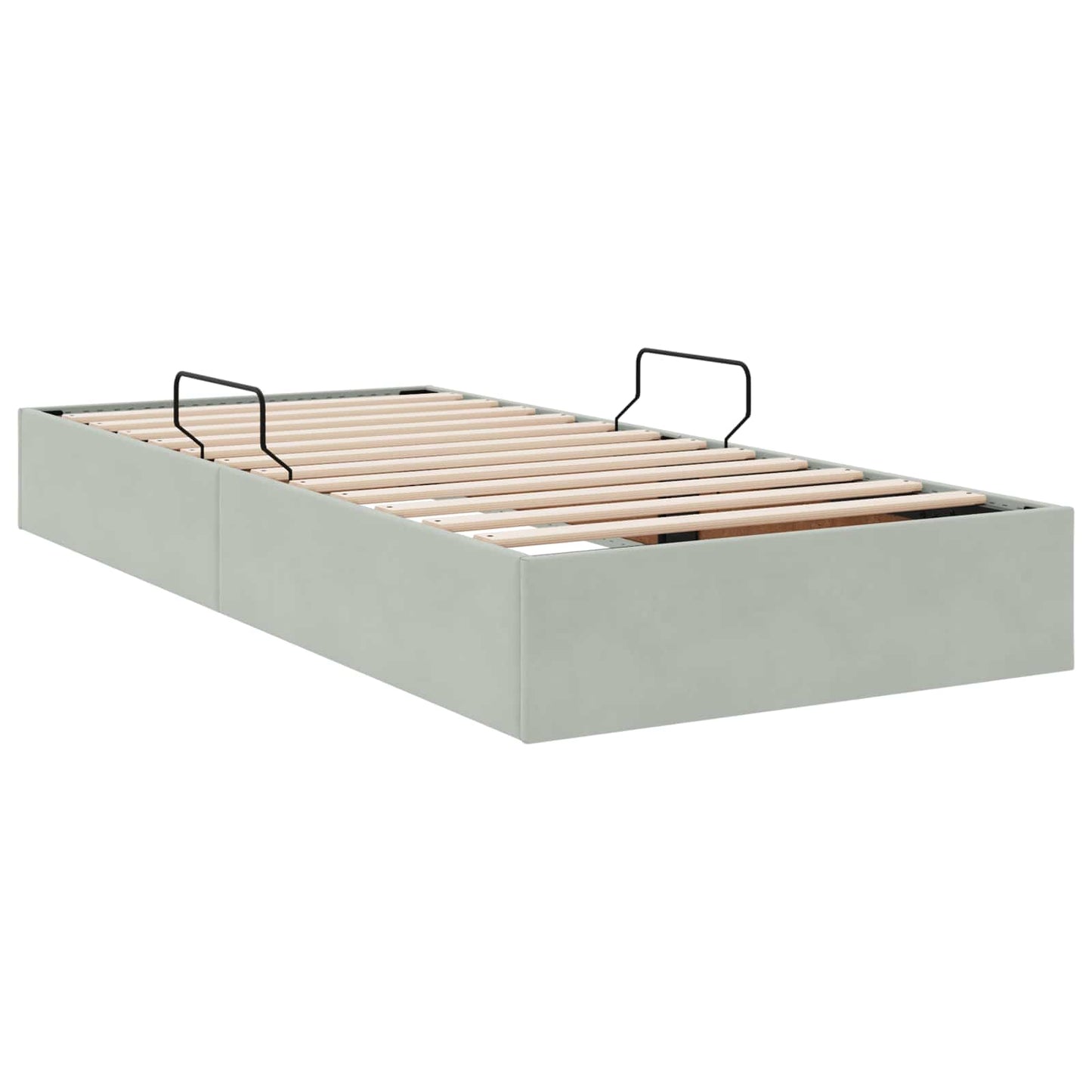 Ottoman Sengestel med opbevaring Lysegrå 90 x 200 cm Fløjl
