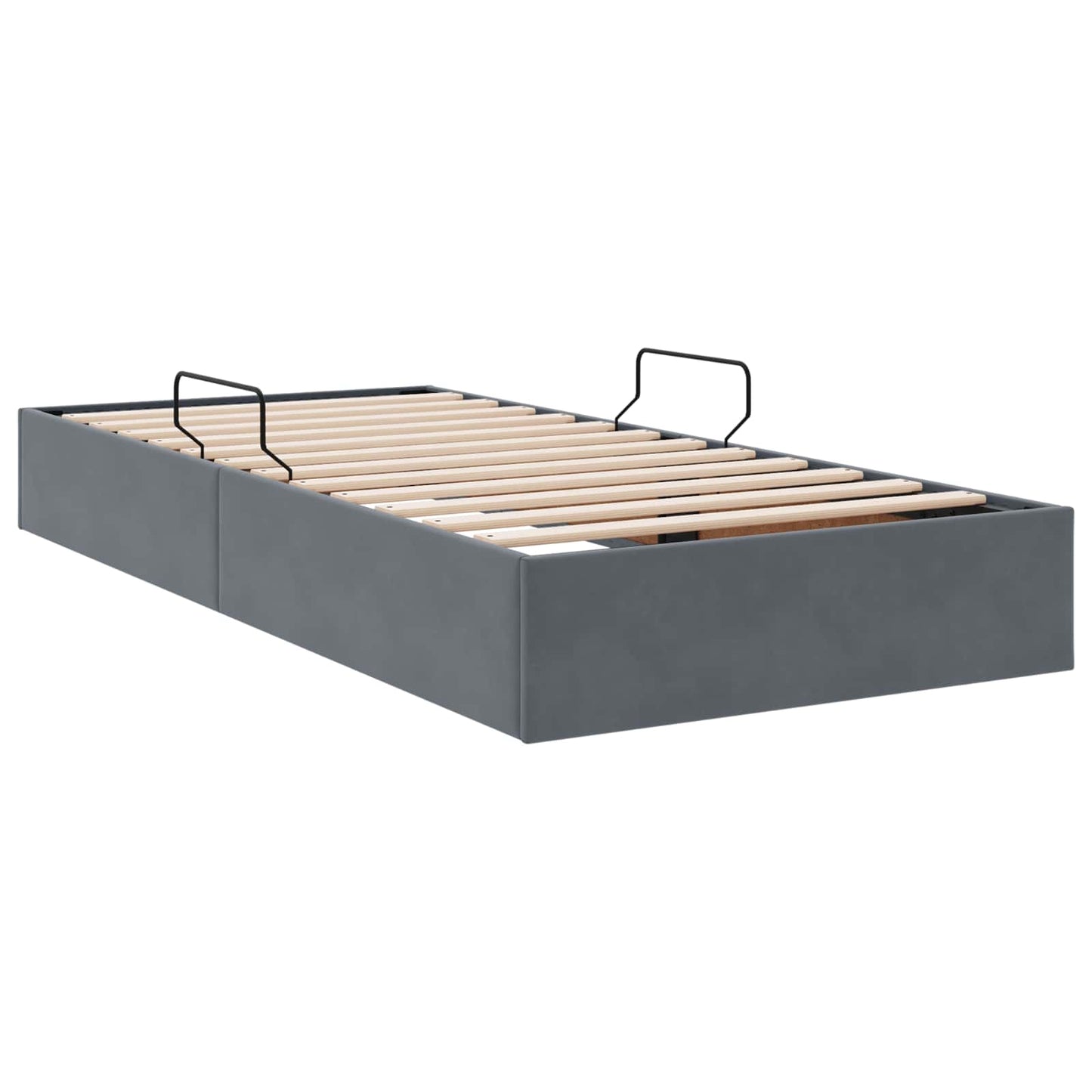 Ottoman Sengestel med opbevaring Mørkegrå 90 x 200 cm Fløjl