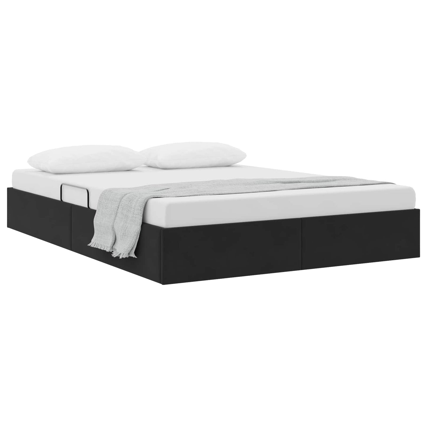 Ottoman Sengestel med opbevaring Sort 140 x 190 cm Fløjl