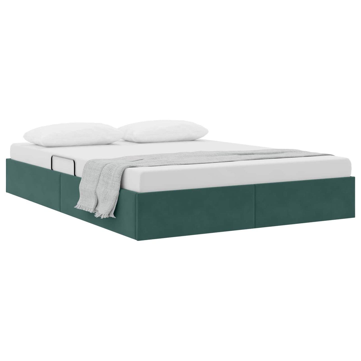 Ottoman Sengestel med opbevaring Mørkegrøn 140 x 190 cm Fløjl