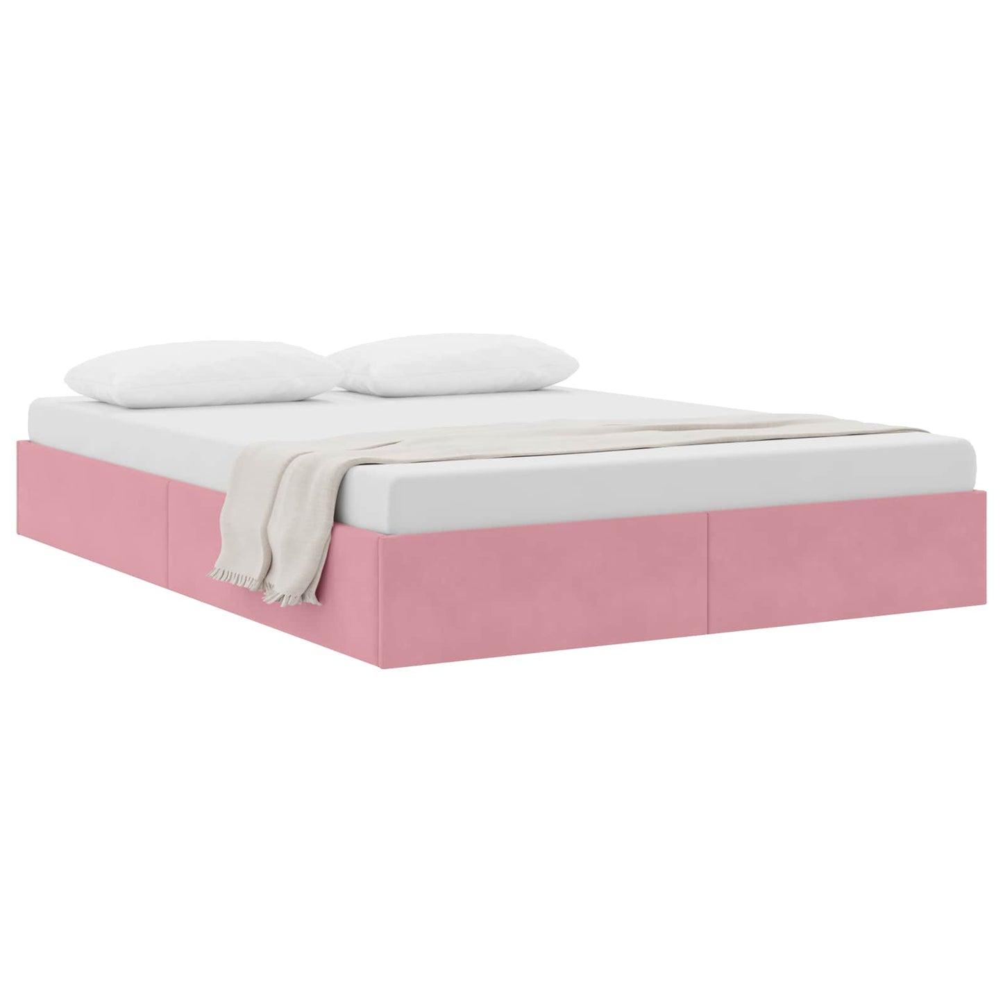 Ottoman Sengestel med opbevaring Lyserød 140 x 190 cm Fløjl