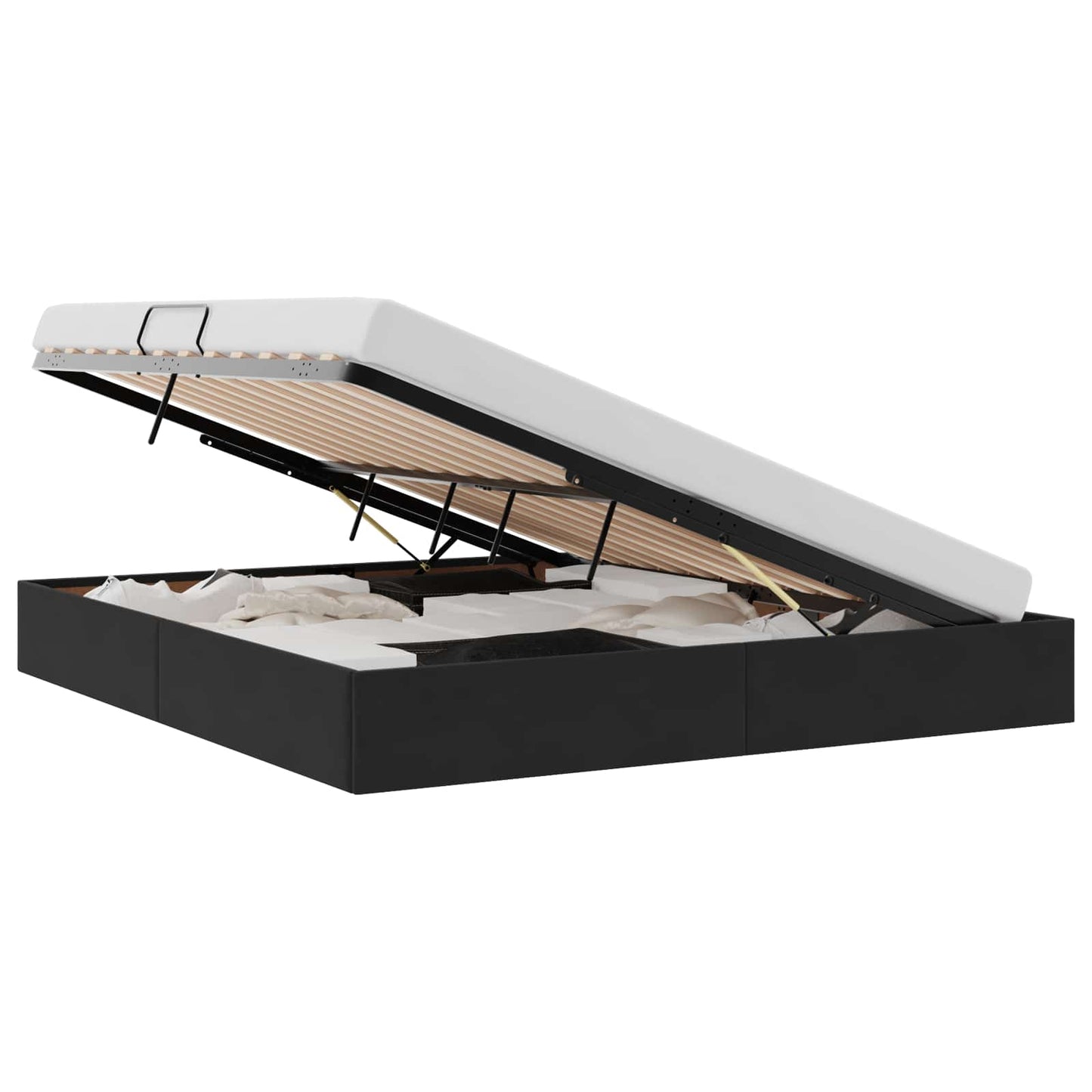Ottoman Sengestel med opbevaring Sort 160 x 200 cm Fløjl