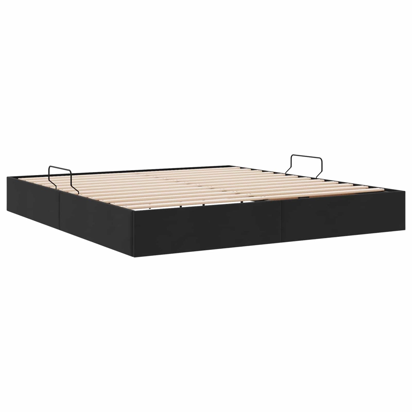 Ottoman Sengestel med opbevaring Sort 180 x 200 cm Fløjl