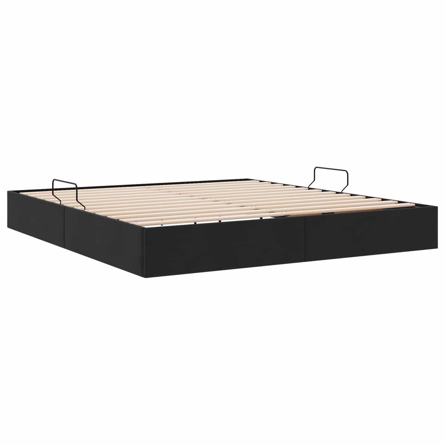 Ottoman Sengestel med opbevaring Sort 180 x 200 cm Fløjl