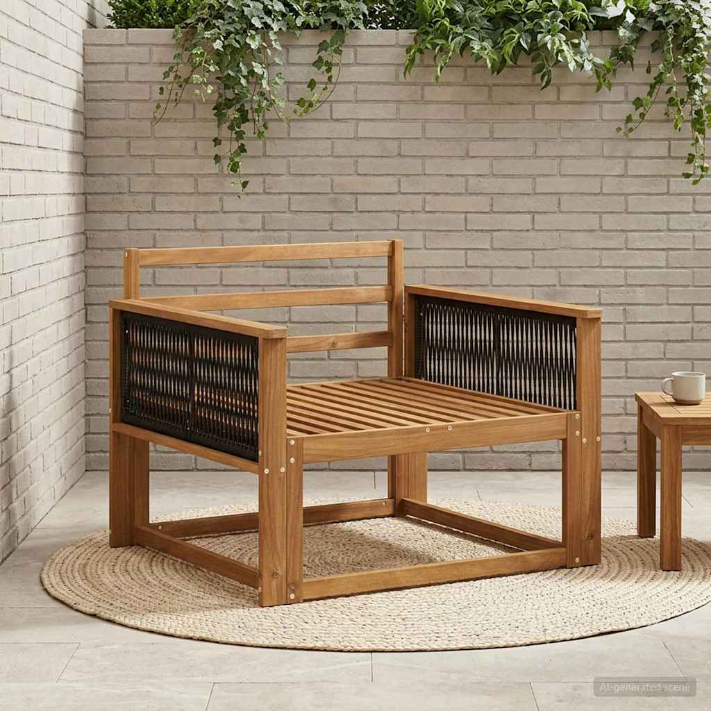 Udendørs Mellem Sofa Massivt Akacietræ Naturfarvet