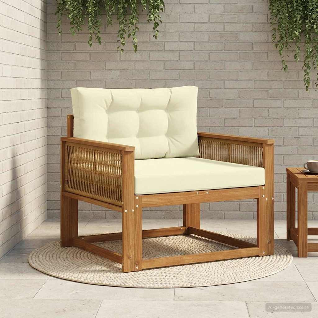 Udendørs Mellem Sofa Massivt Akacietræ Naturfarvet