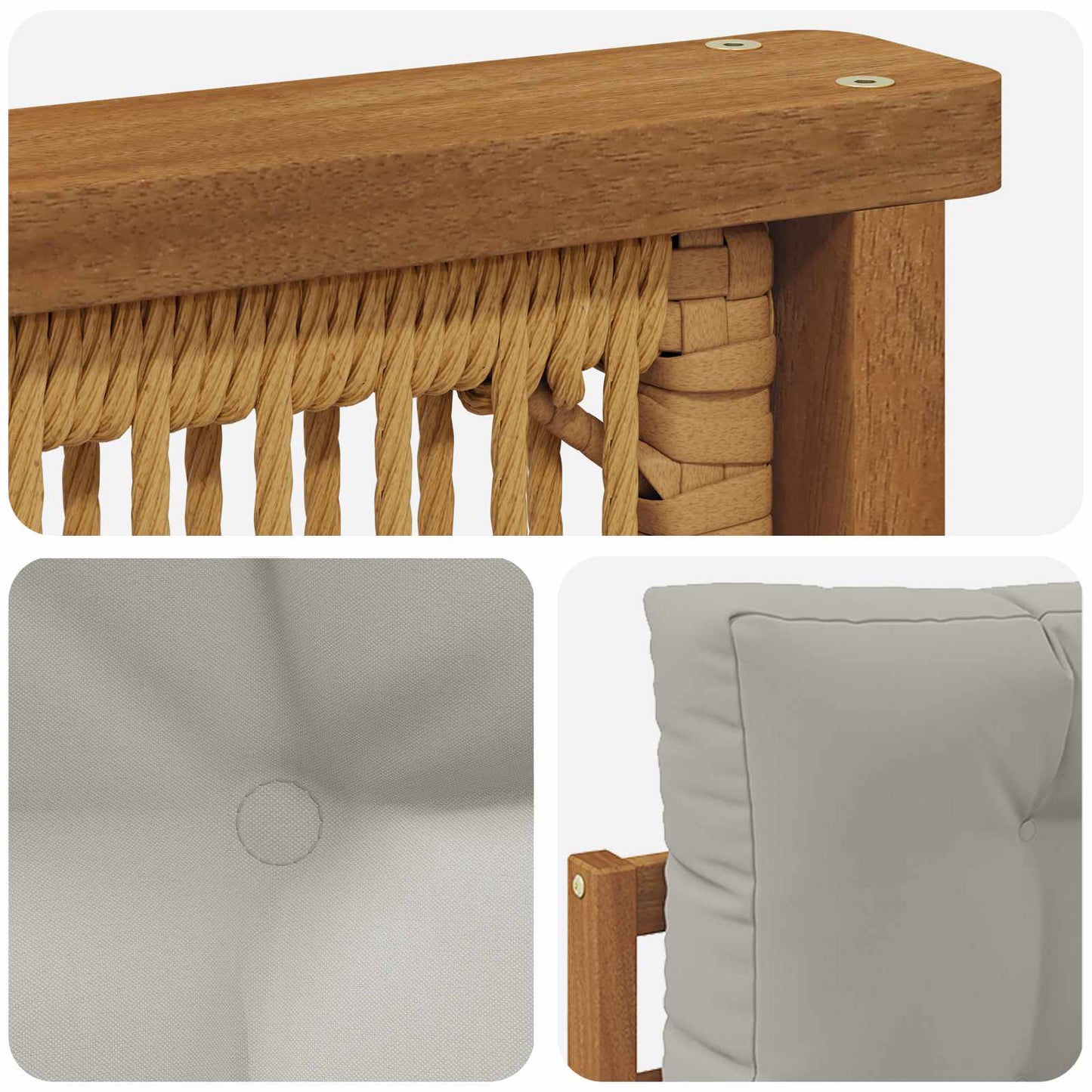 Udendørs Mellem Sofa Massivt Akacietræ Naturfarvet