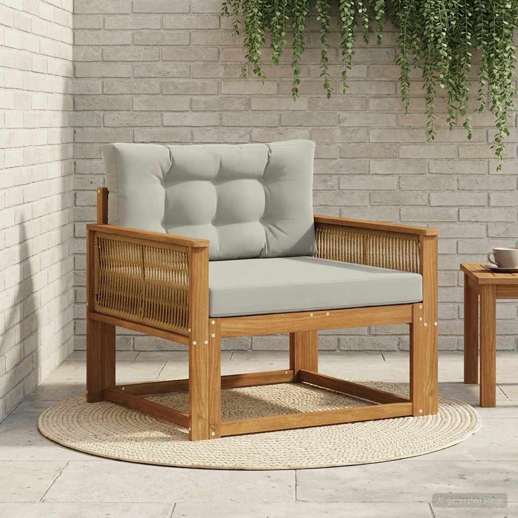 Udendørs Mellem Sofa Massivt Akacietræ Naturfarvet