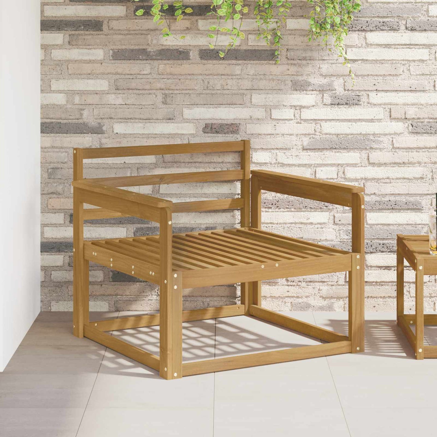 Udendørs Mellem Sofa Massivt Akacietræ Hvid