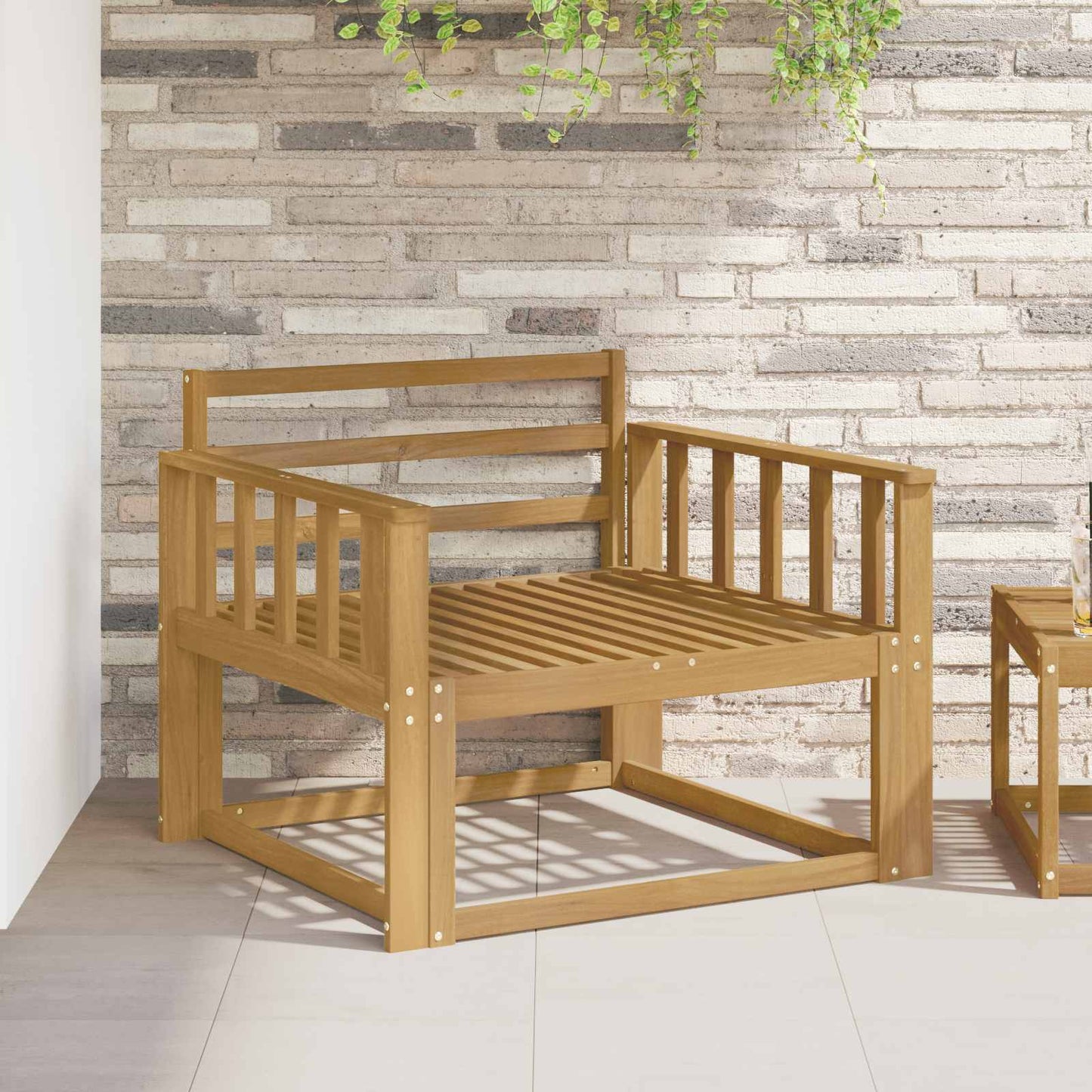 Udendørs Mellem Sofa Massivt Akacietræ Hvid