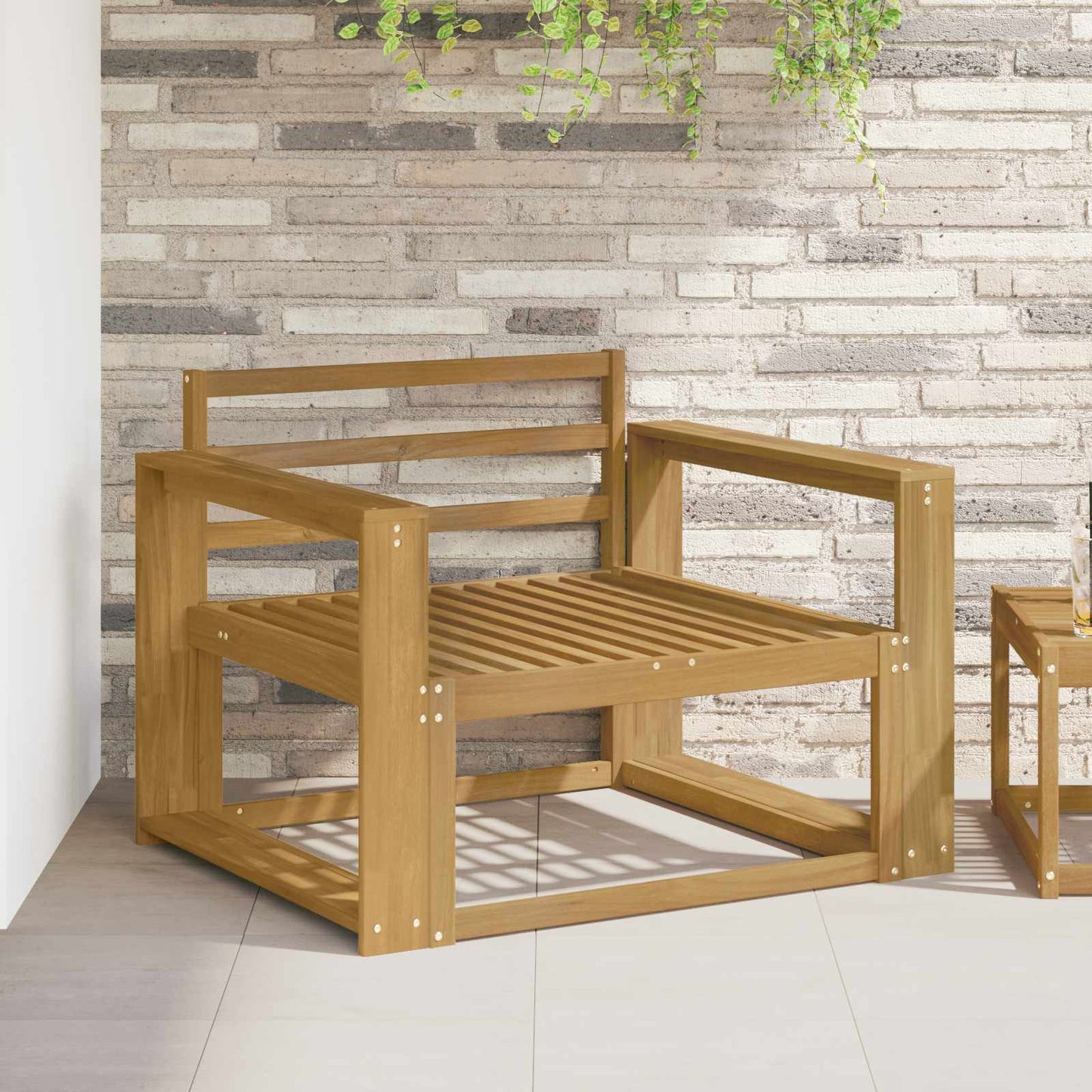 Udendørs Mellem Sofa Massivt Akacietræ Hvid