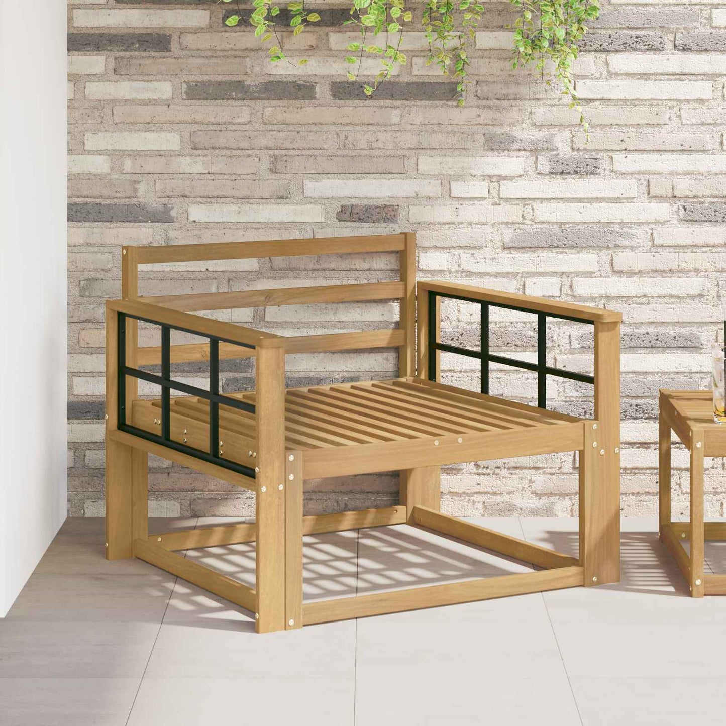 Udendørs Mellem Sofa Massivt Akacietræ Hvid