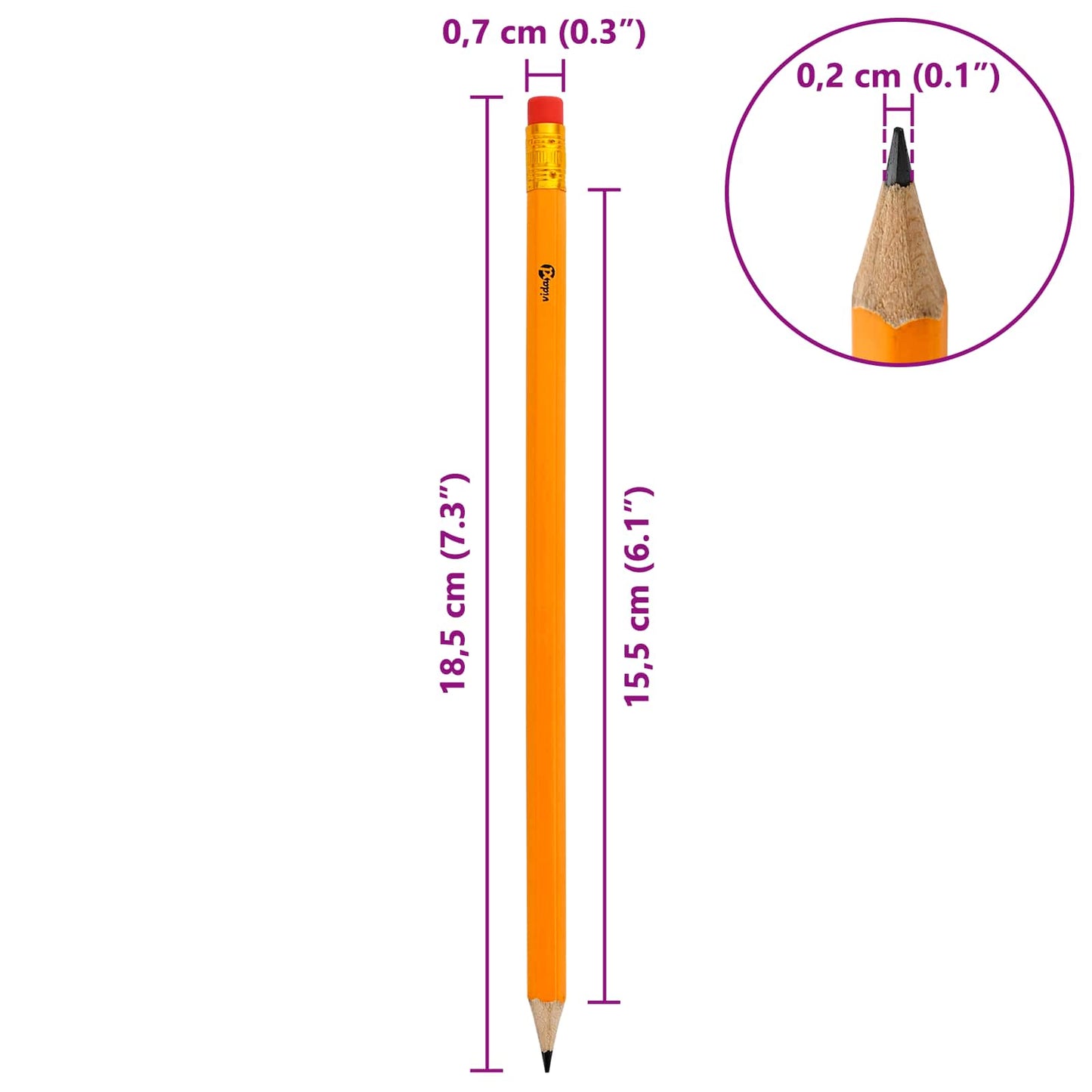 HB Blyanter Ø 0,7 x 18,5 cm Gul Massivt poplertræ