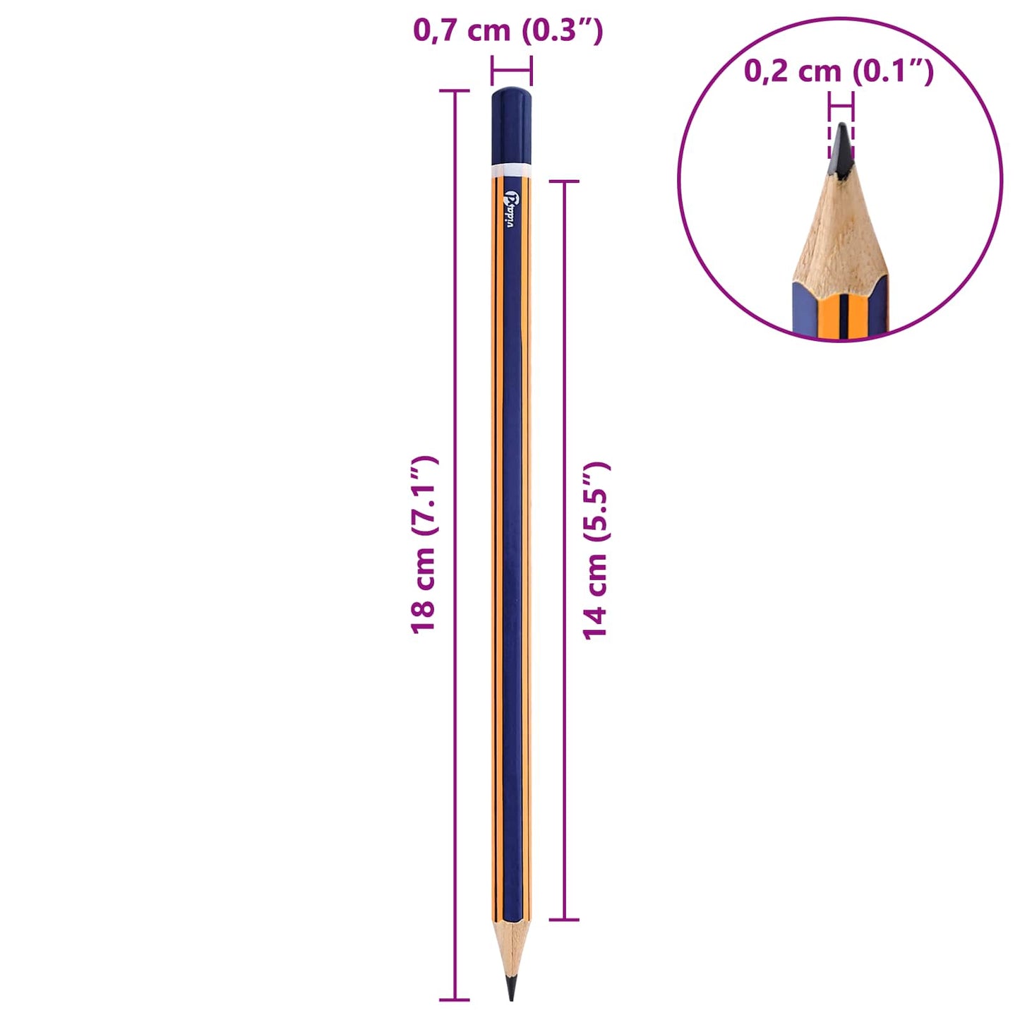 HB Blyanter Ø 0,7 x 18 cm Blå og Gul Massivt poplertræ