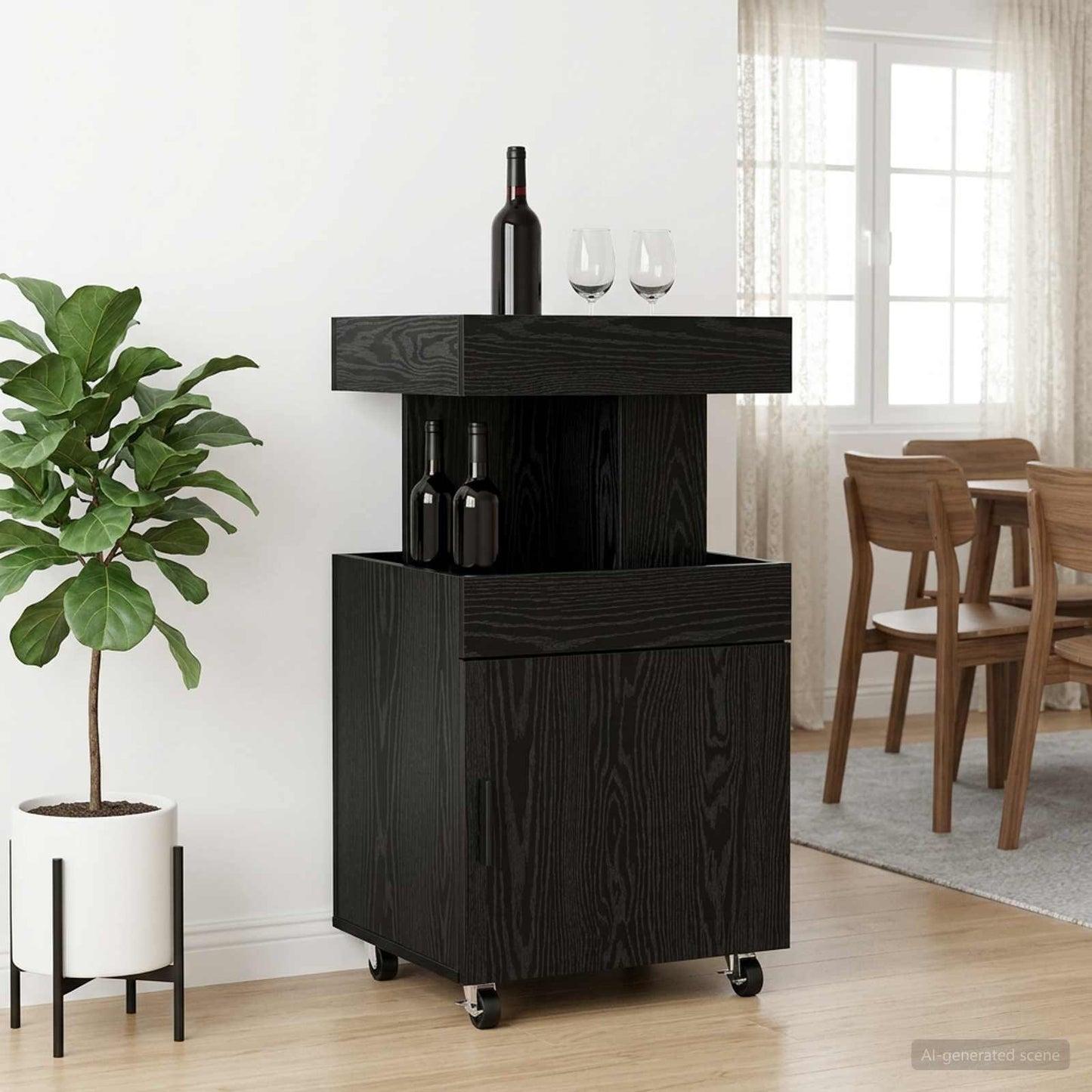Barvogn Sort eg 50 x 41 x 89 cm Konstrueret træ