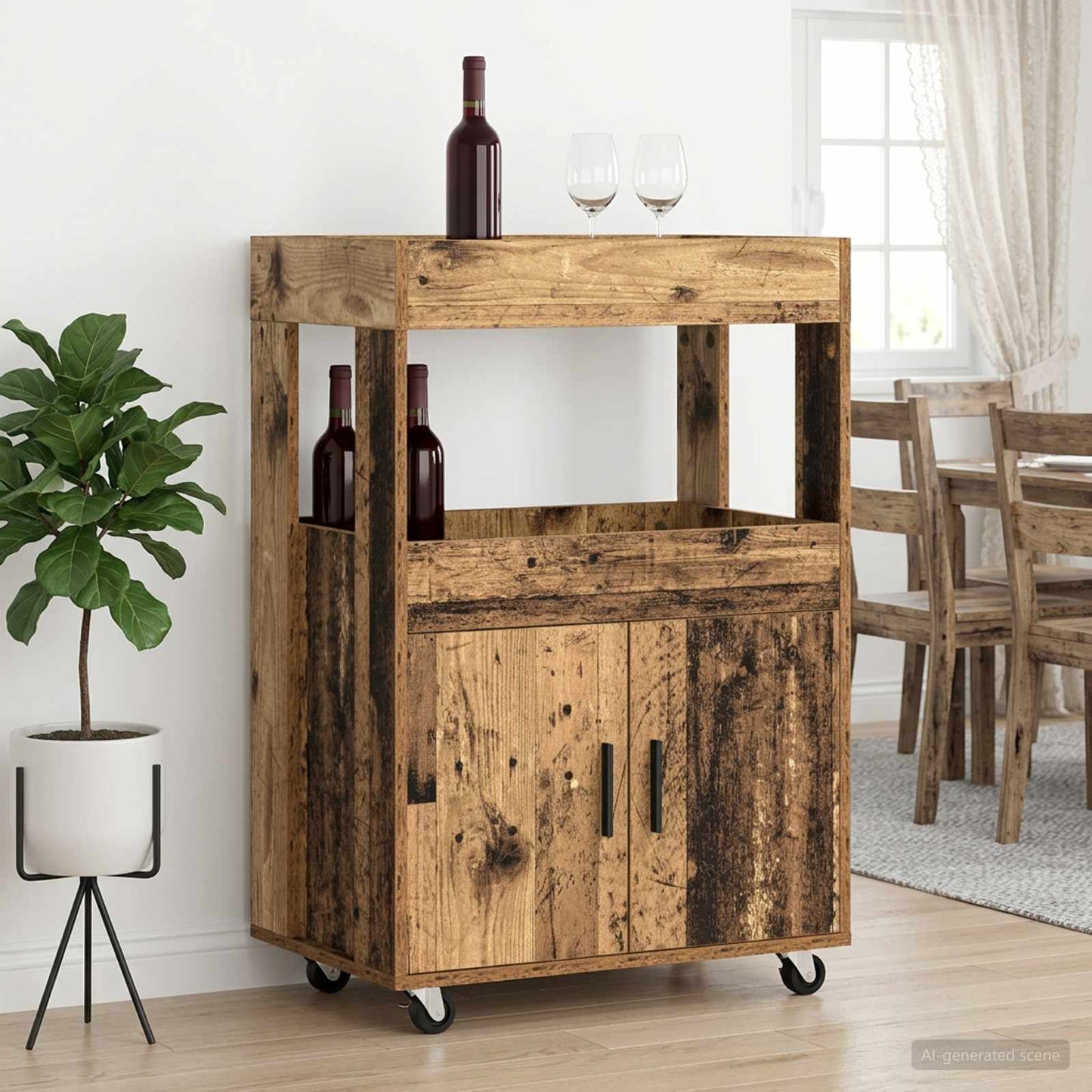 Barvogn Egetræ 60 x 39,5 x 89 cm Konstrueret træ