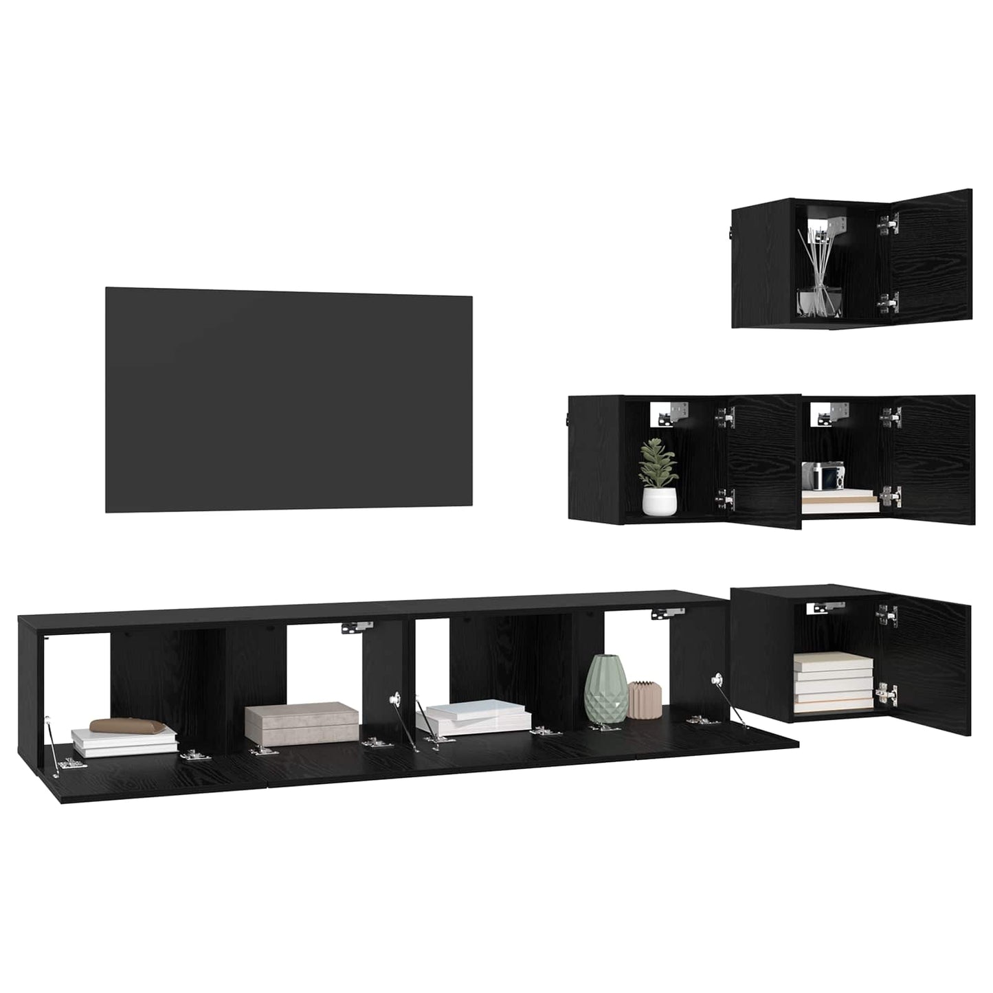 TV-møbelsæt 6 pcs 80 x 30 x 30 cm Sort eg Konstrueret træ