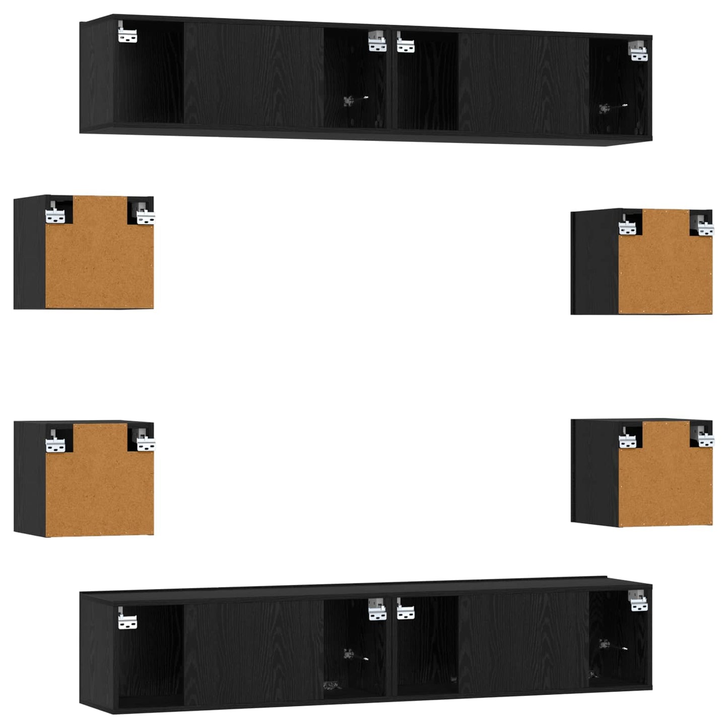 TV-møbelsæt 8 pcs 80 x 30 x 30 cm Sort eg Konstrueret træ