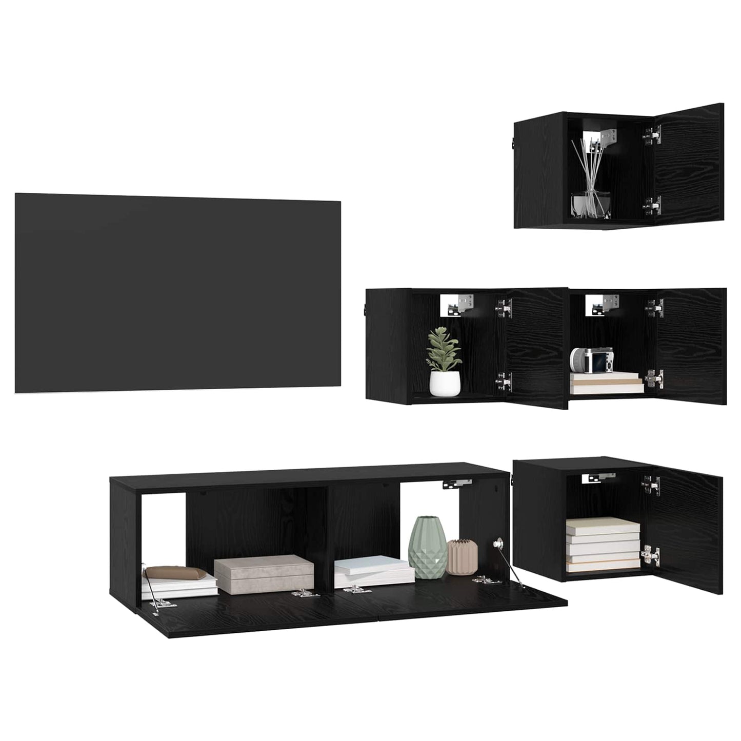 TV-møbelsæt 5 pcs 100 x 30 x 30 cm Sort eg Konstrueret træ