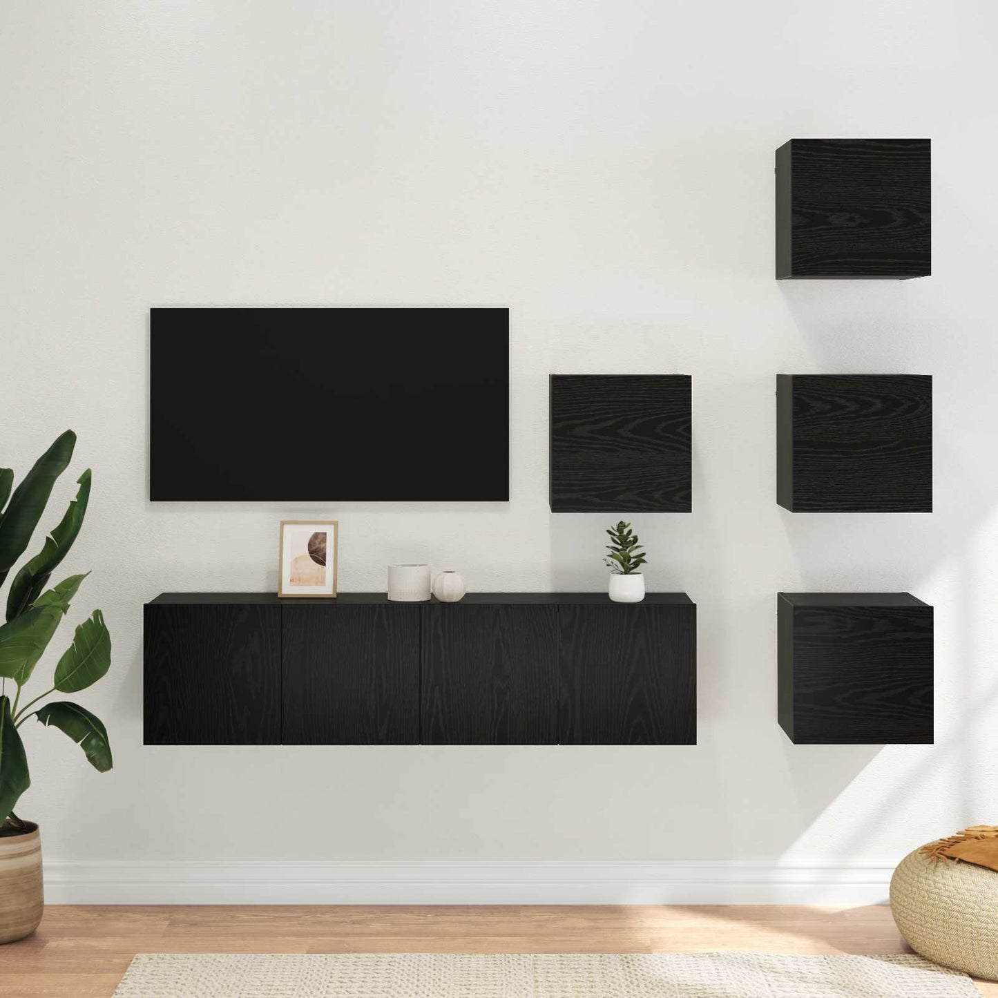 TV-møbelsæt 6 pcs 60 x 30 x 30 cm Sort eg Konstrueret træ