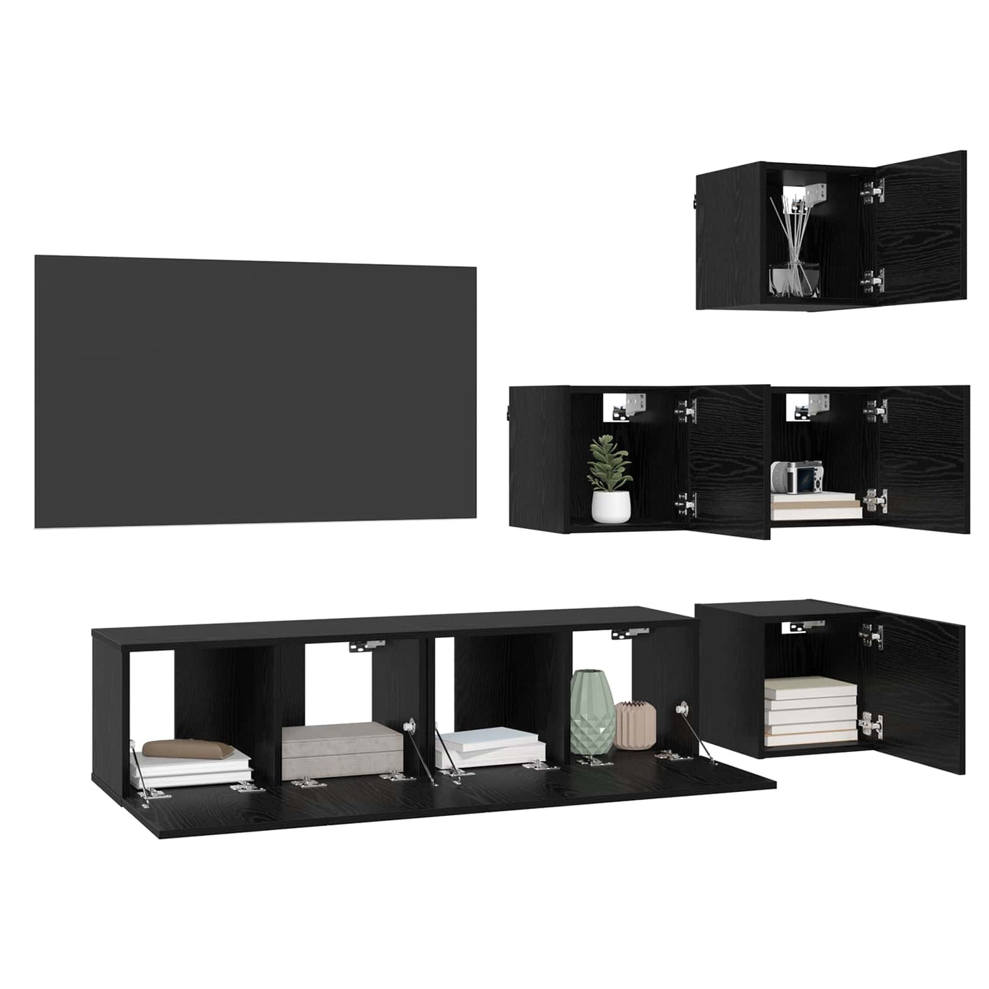 TV-møbelsæt 6 pcs 60 x 30 x 30 cm Sort eg Konstrueret træ