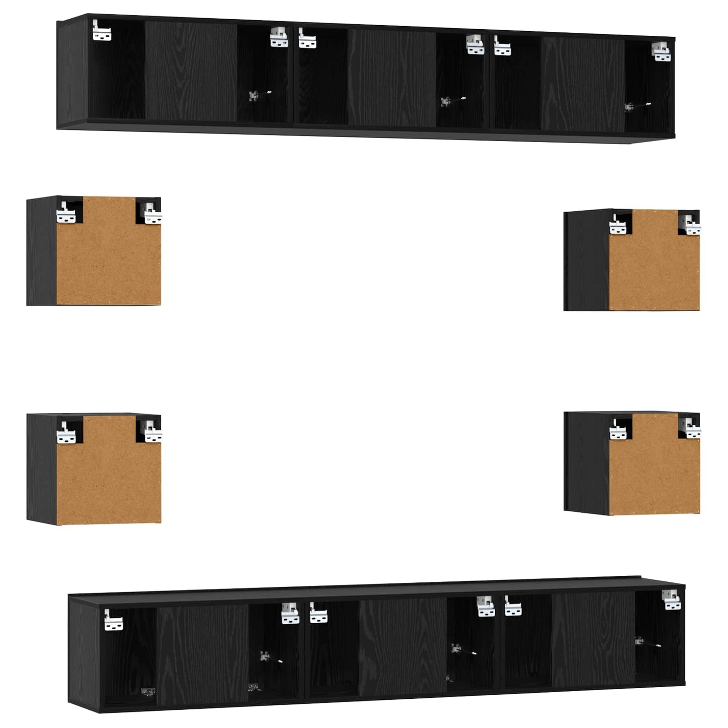 TV-møbelsæt 10 pcs 180 x 30 x 30 cm Sort eg Konstrueret træ