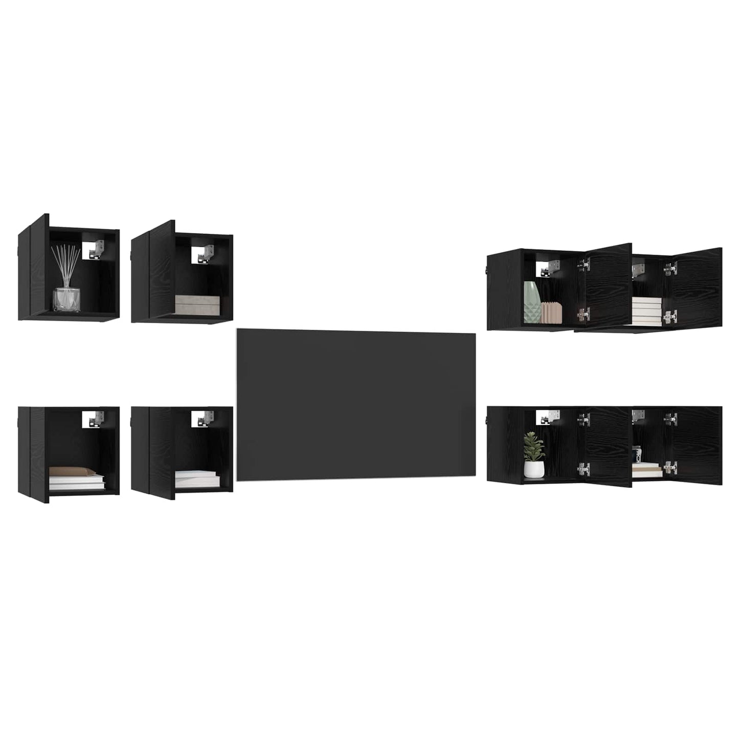 Vægmonteret TV Skab Vægmonteret 8 pcs Sort eg 30,5 x 30 x 30 cm