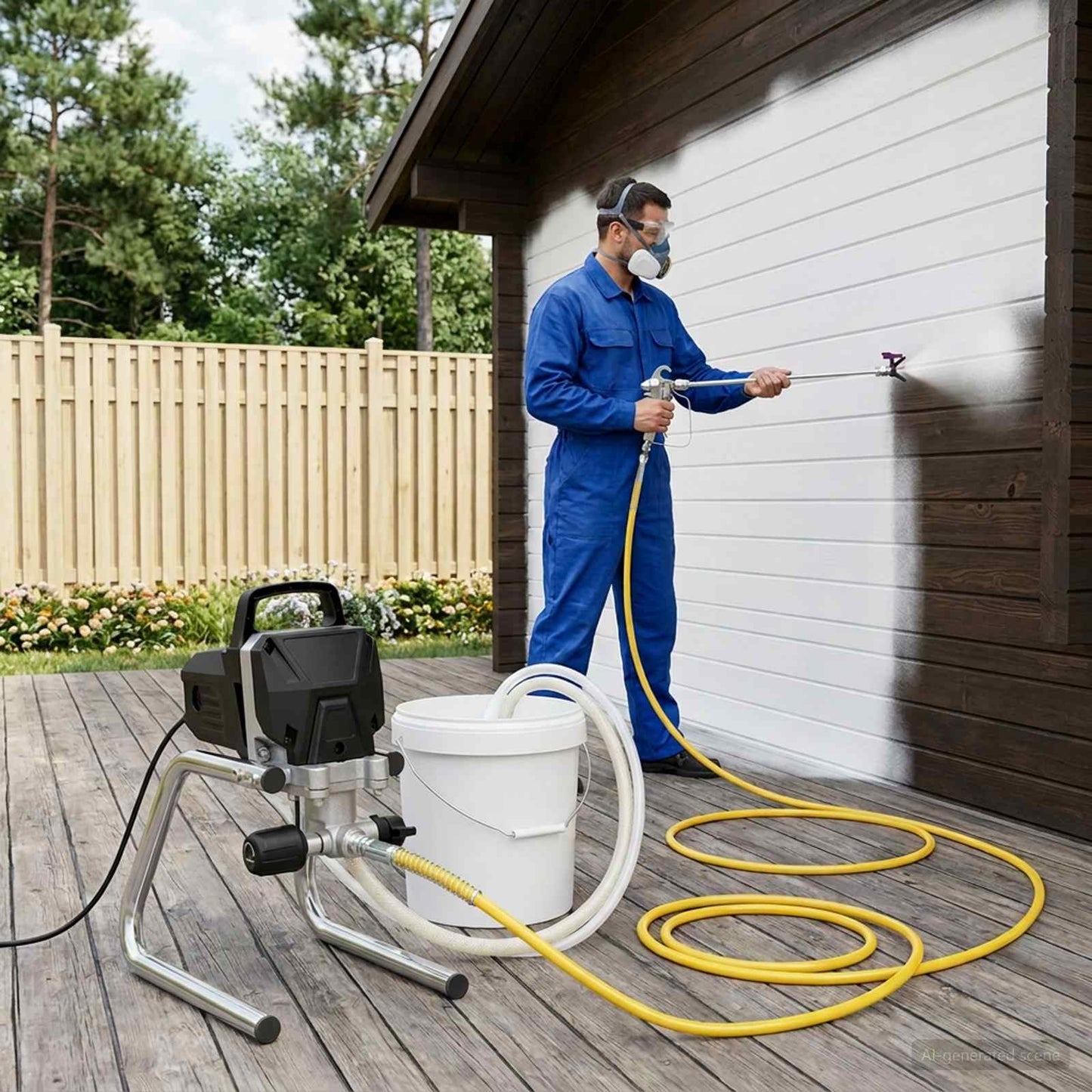 Udenluft Malersprøjte 10 m sprayslange 220V 2L/min 227 bar Sort