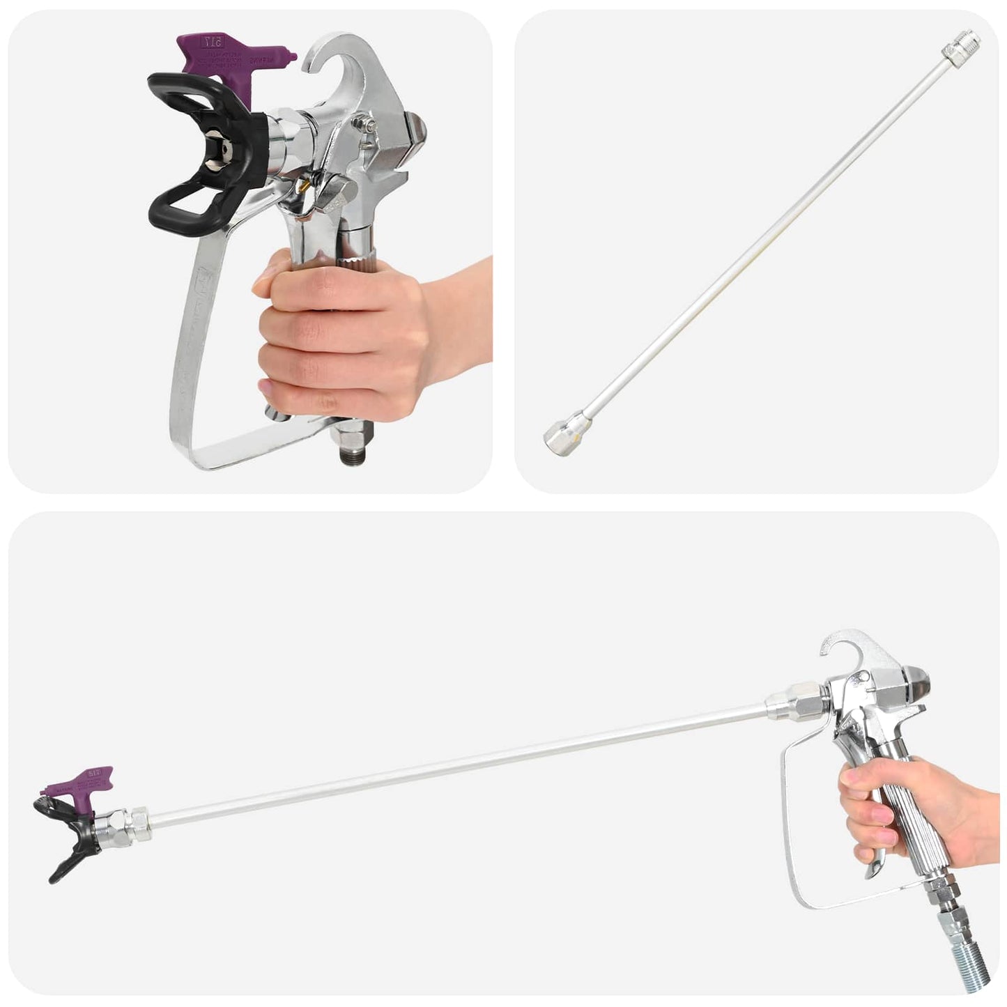 Udenluft Malersprøjte 10 m sprayslange 220V 2L/min 227 bar Sort
