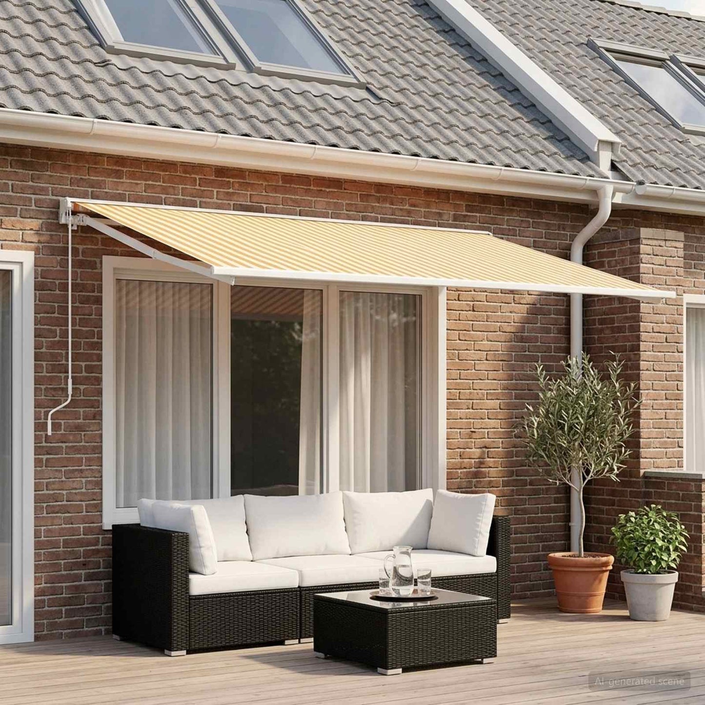 Reservedug til markise Gul og Hvid 400 x 200 cm Polyester