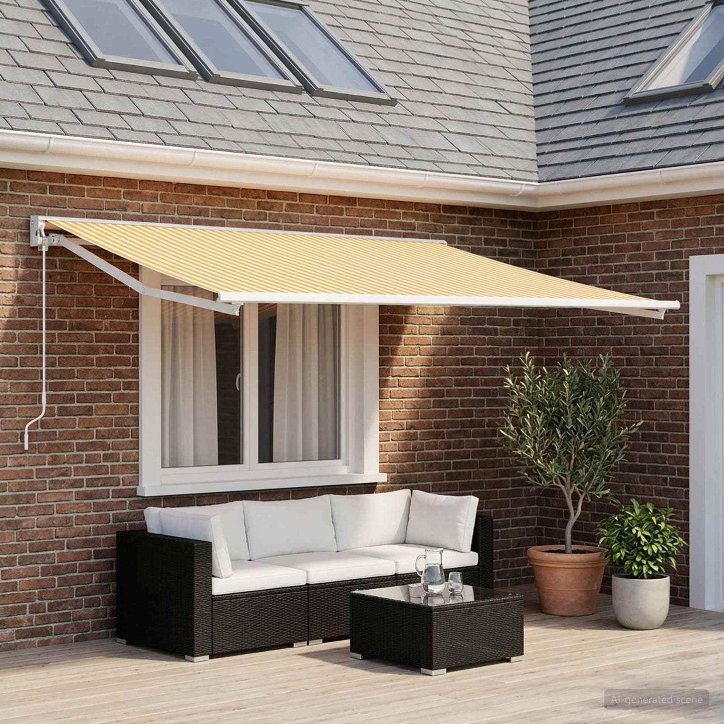 Reservedug til markise Gul og Hvid 300 x 250 cm Polyester