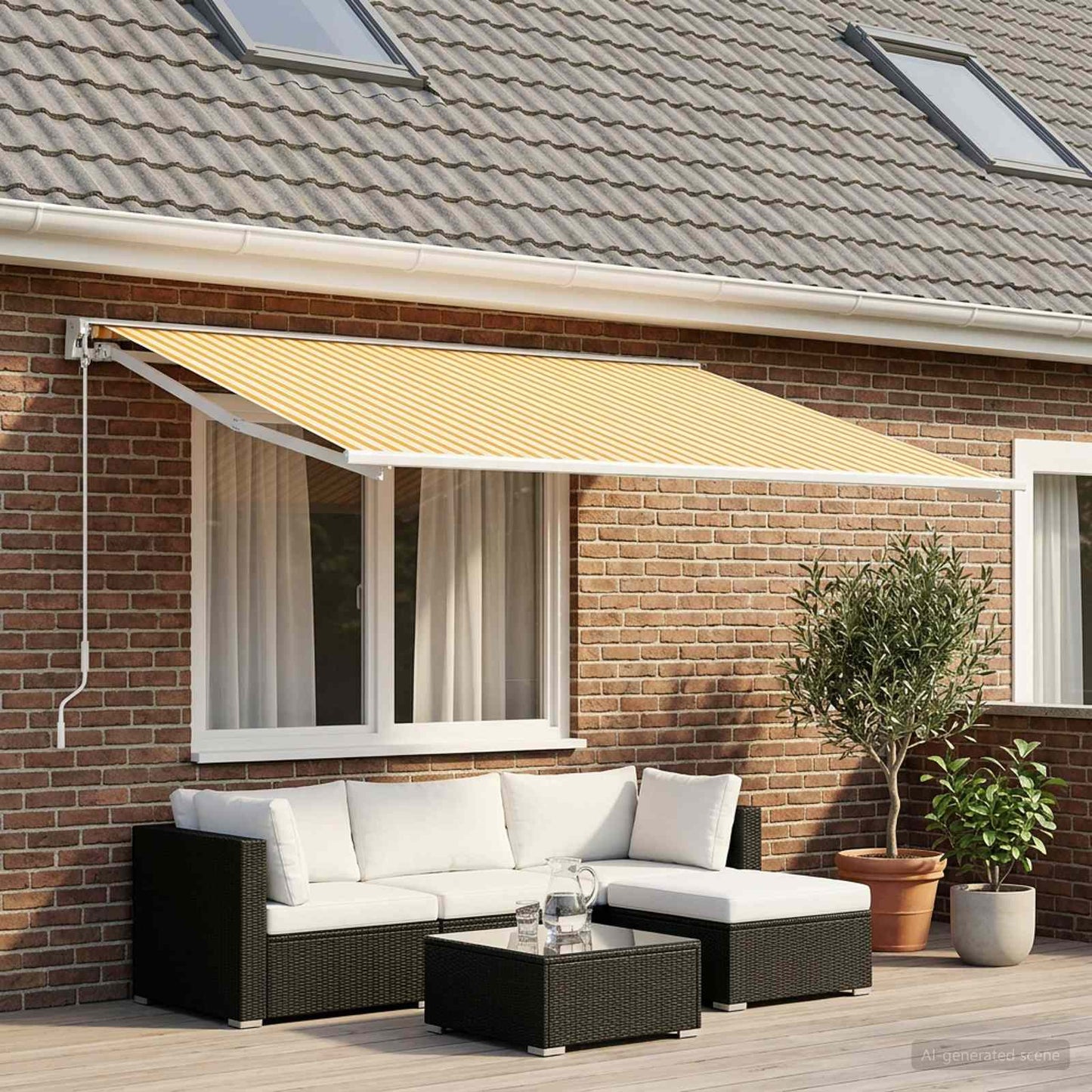 Reservedug til markise Gul og Hvid 450 × 350 cm Polyester