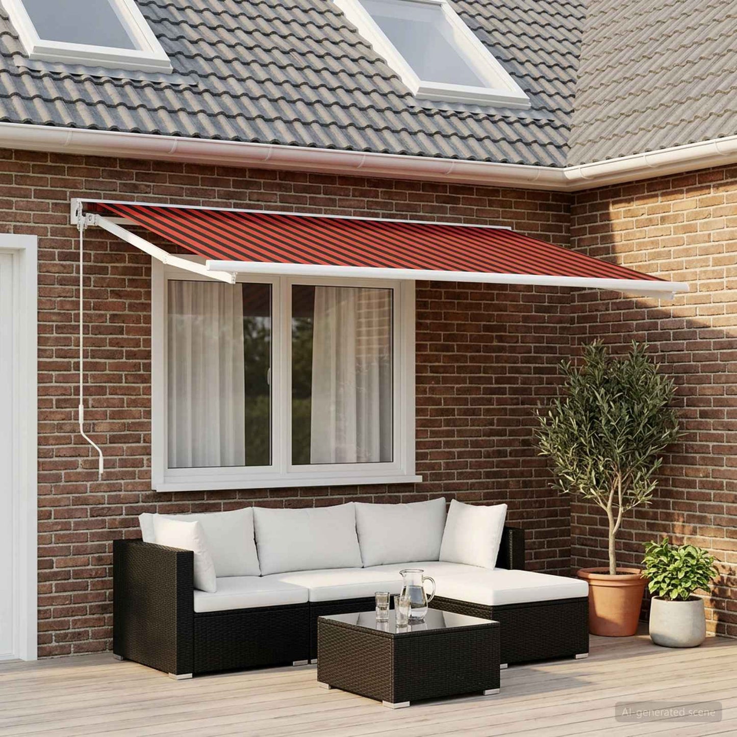 Reservedug til markise orange og brun 400 × 350 cm Polyester