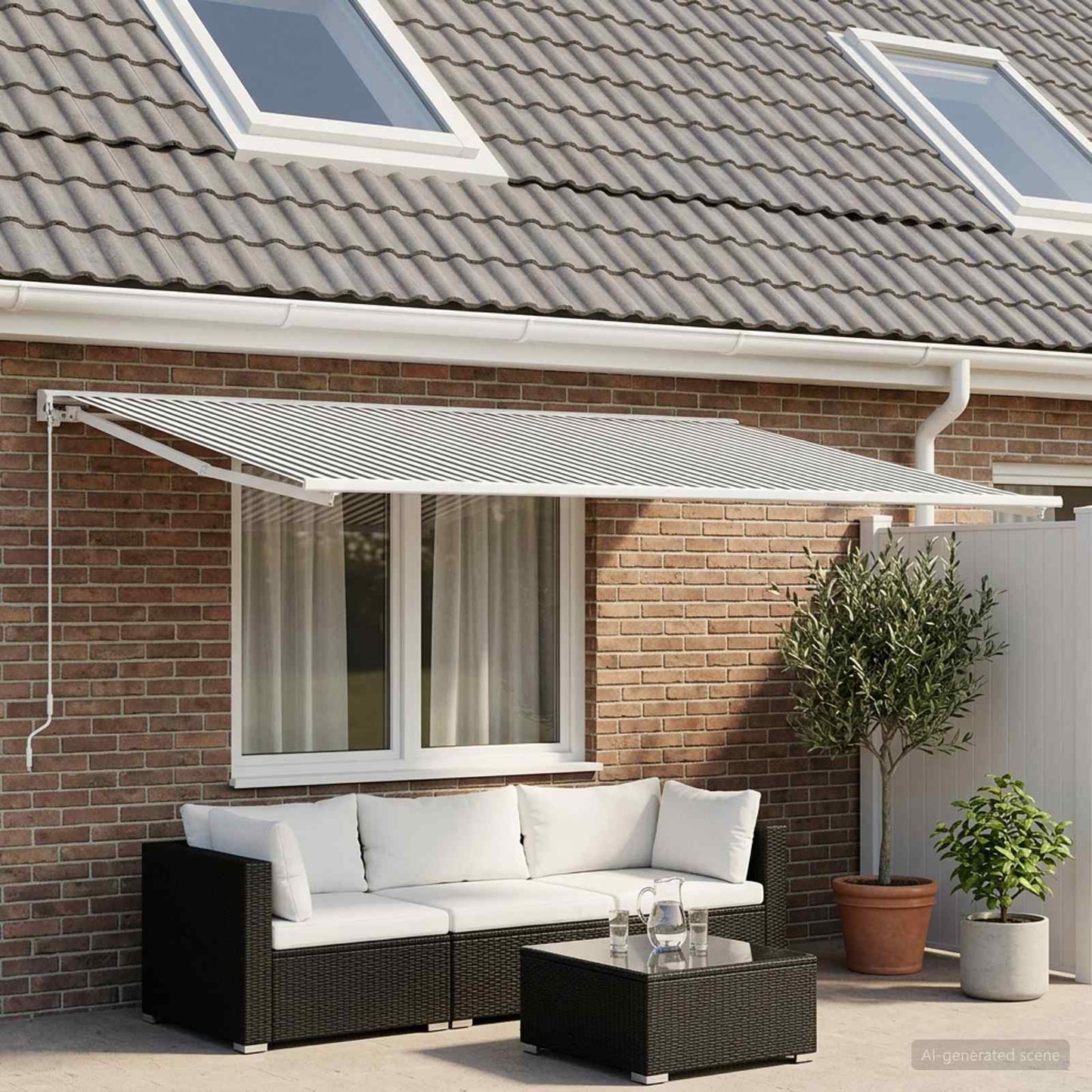 Reservedug til markise Anthracit og hvid 400 x 200 cm Polyester