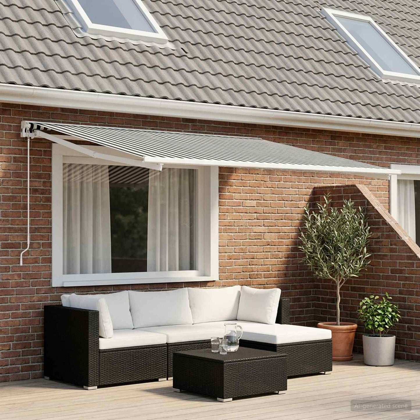 Reservedug til markise Anthracit og hvid 450 × 300 cm Polyester
