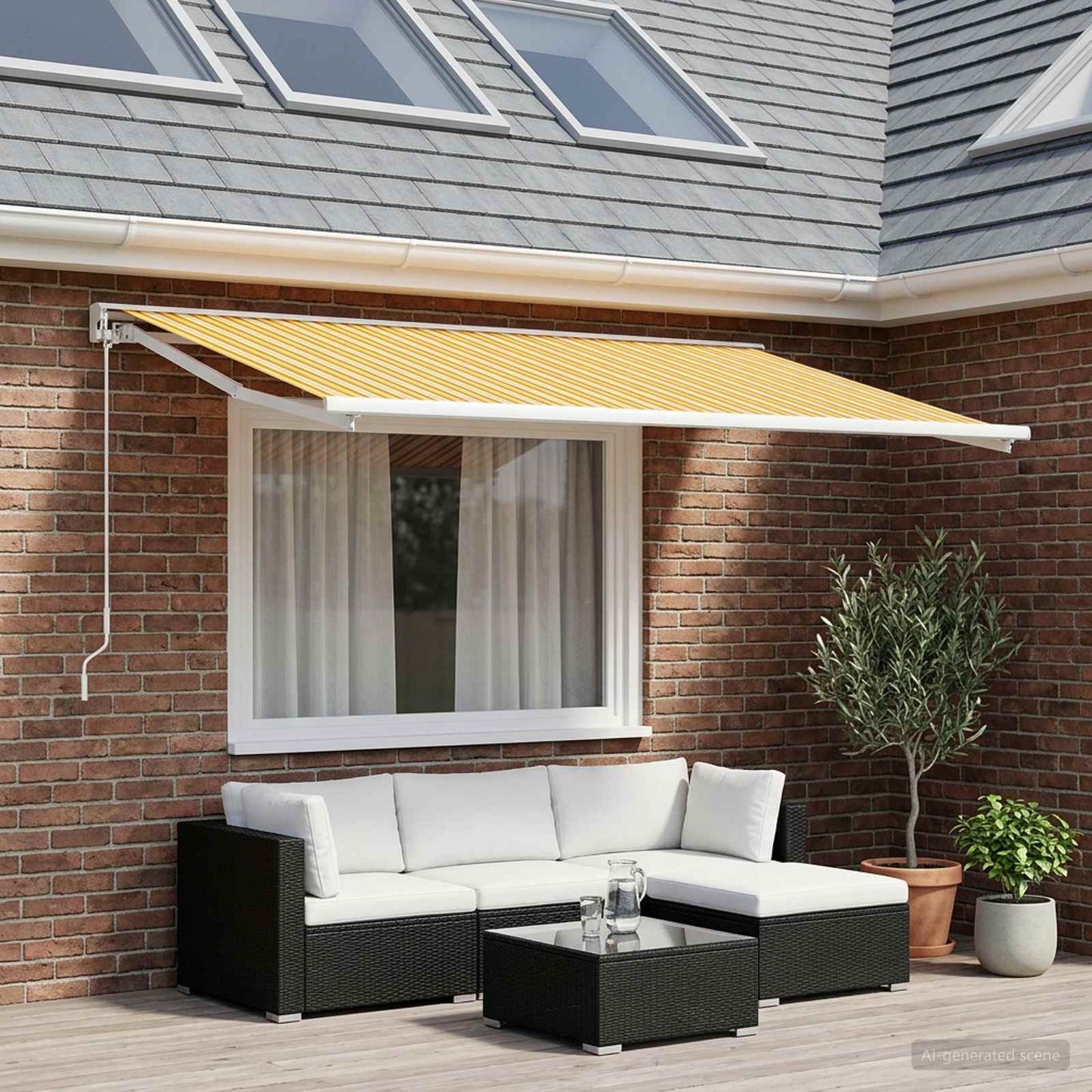 Reservedug til markise Orange og Sort 350 x 200 cm Polyester