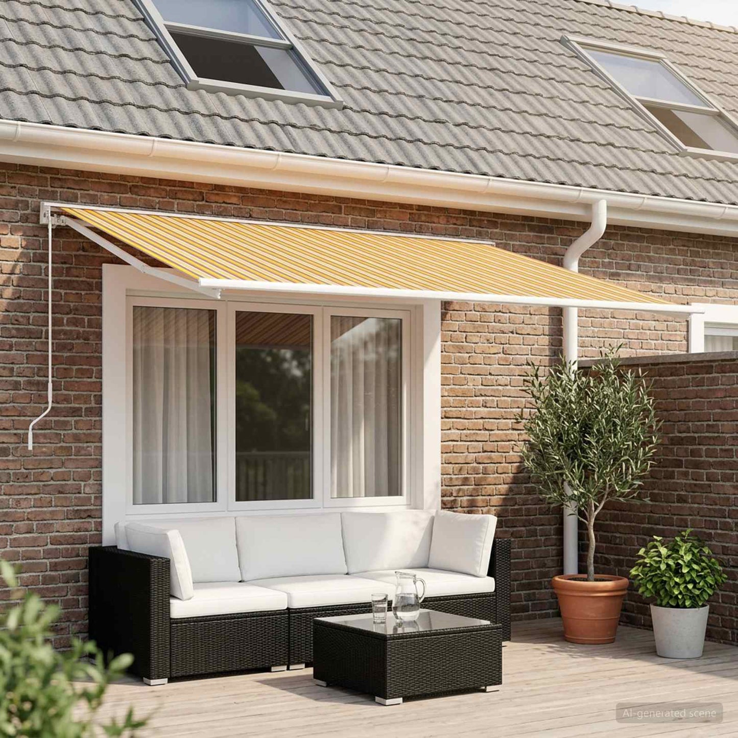 Reservedug til markise Orange og Sort 450 × 350 cm Polyester