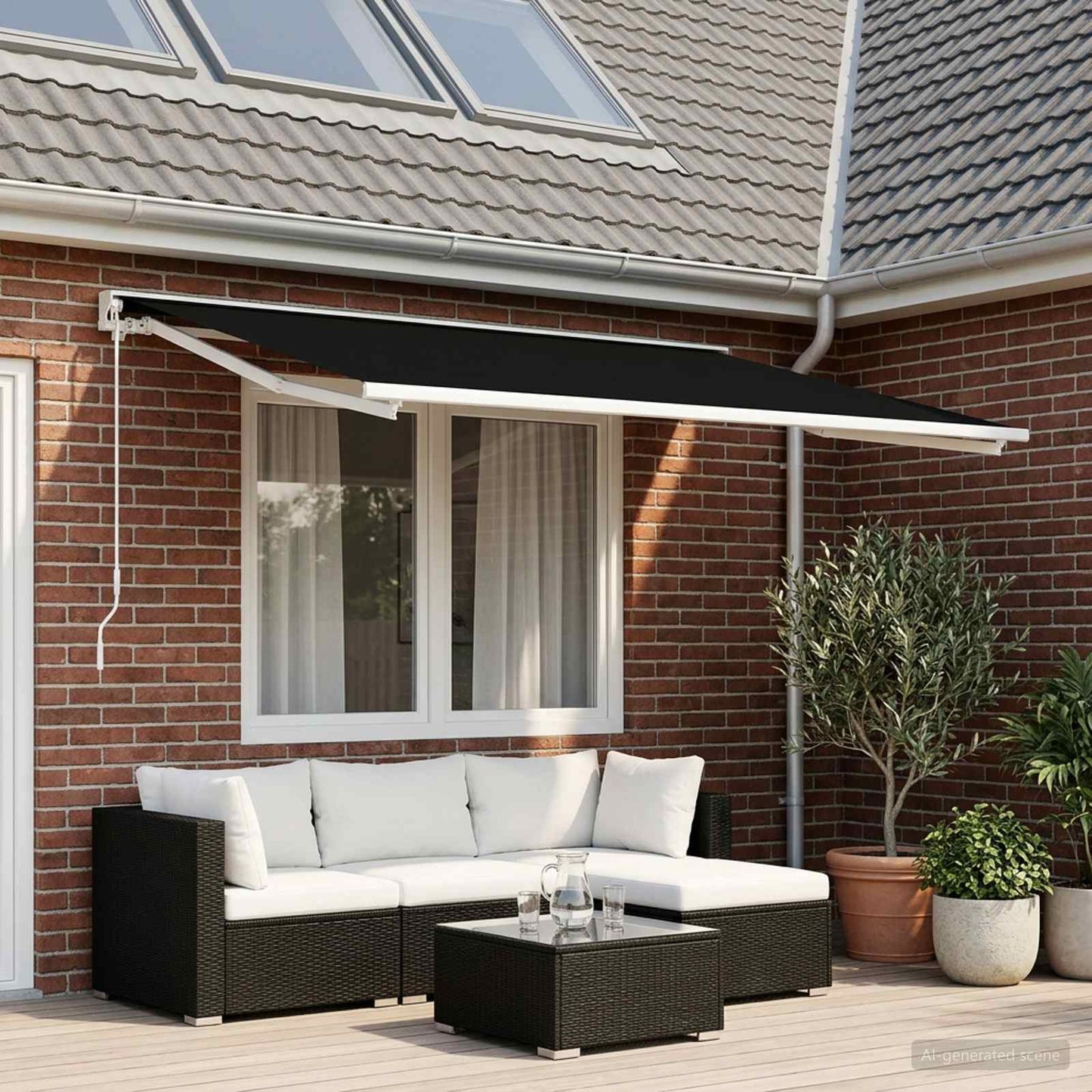 Reservedug til markise Sort 350 x 250 cm Polyester