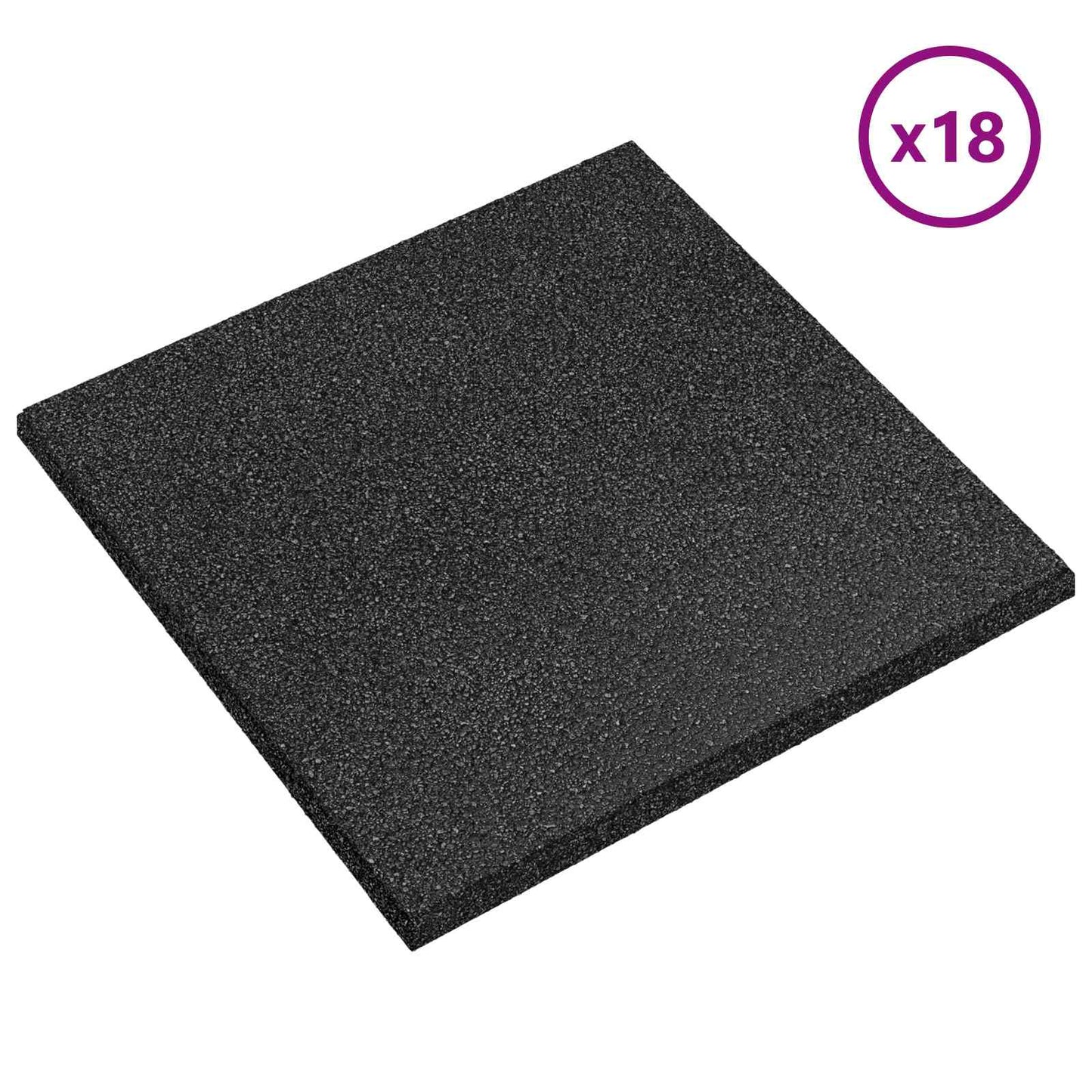 Faldbeskyttelsesfliser 18 pcs Sort 50 x 50 cm Gummi