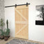 Skydedør Naturfarvet og sort 90 x 210 cm Massivt fyrretræ